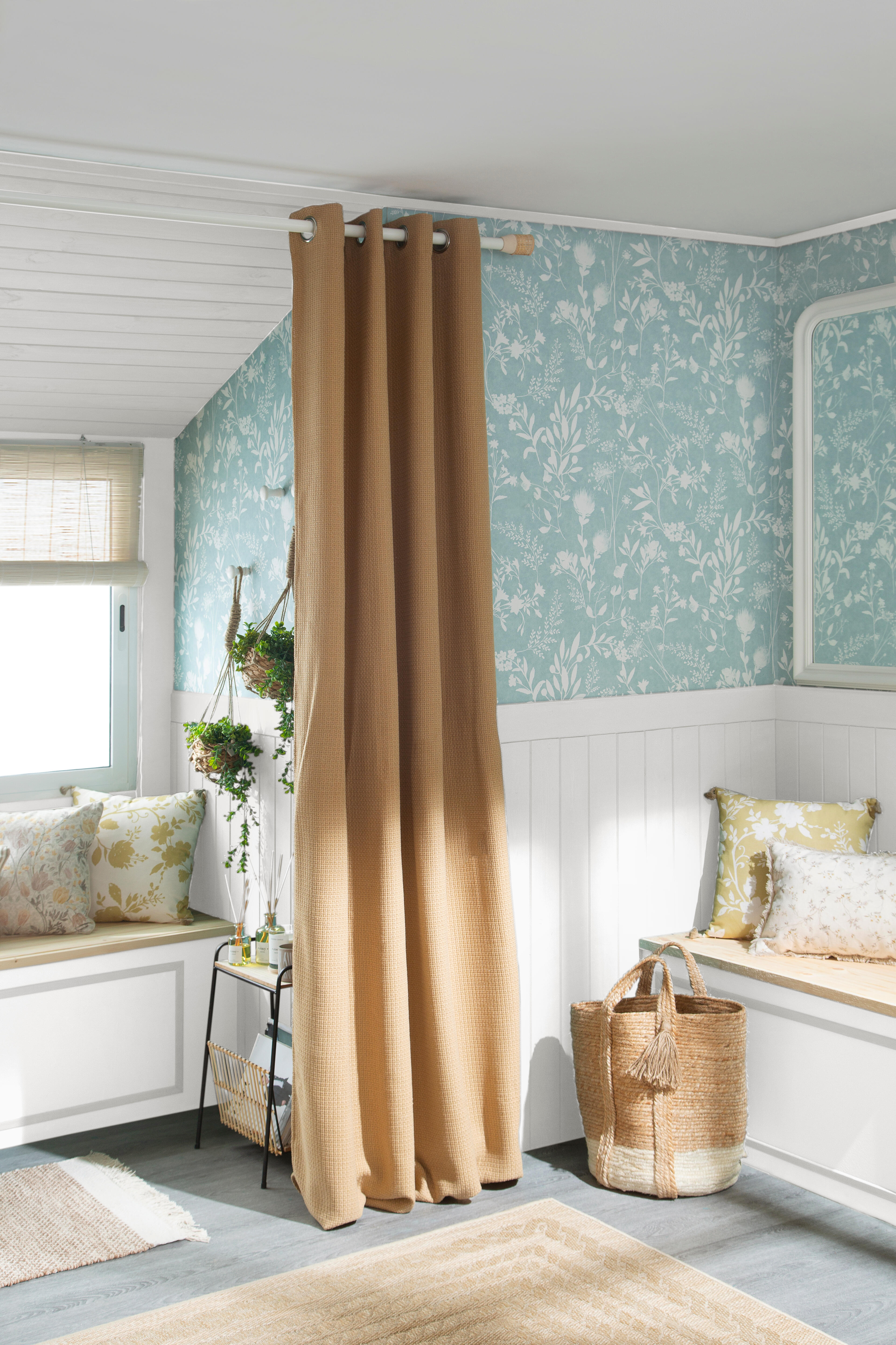 Cortina ollaos Cindy poliéster liso arena RIOMA de 140x270cm - 10
