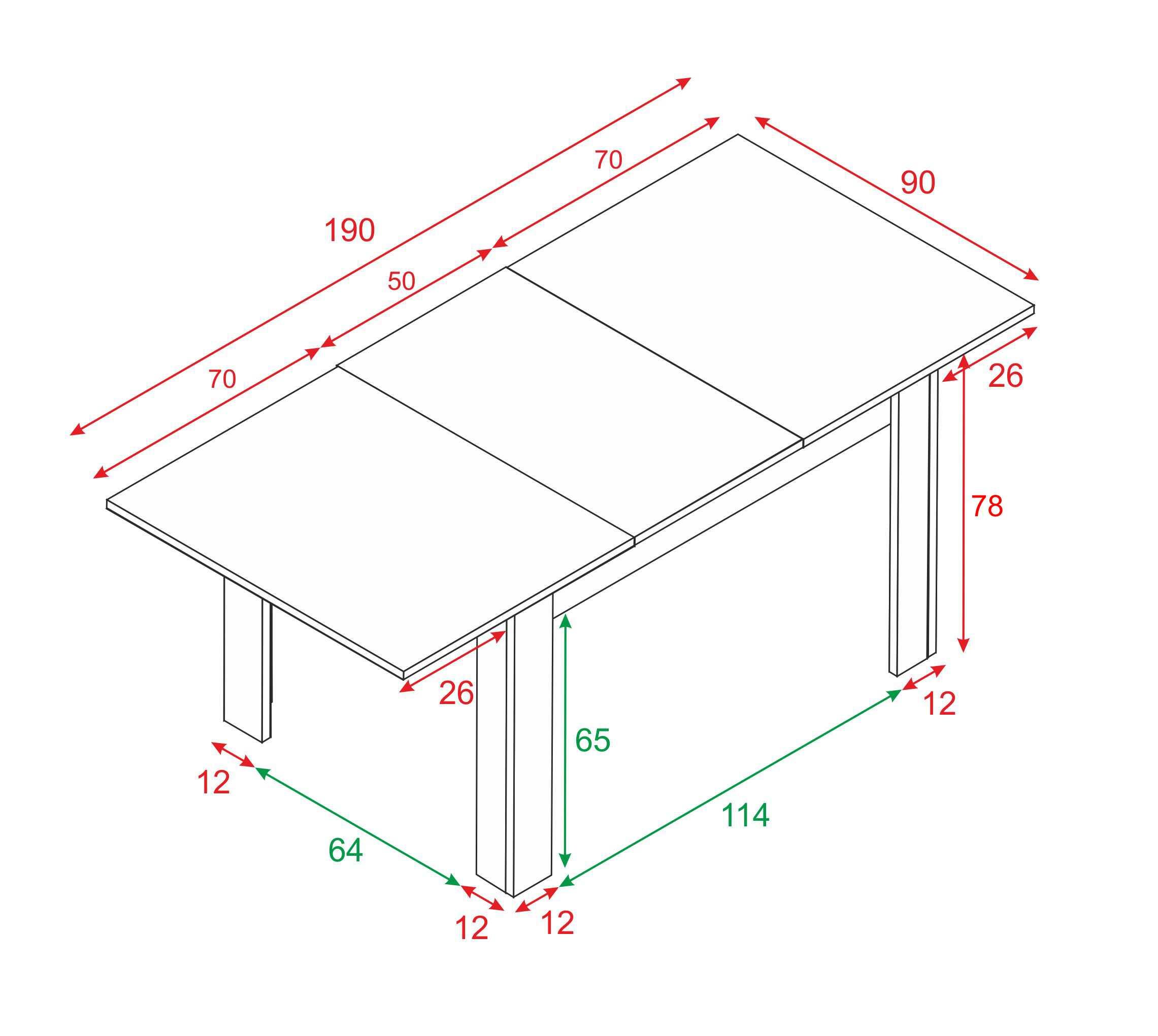 Mesa de comedor extensible Kendra blanco artik y roble (largo máximoxaltoxancho) - 4