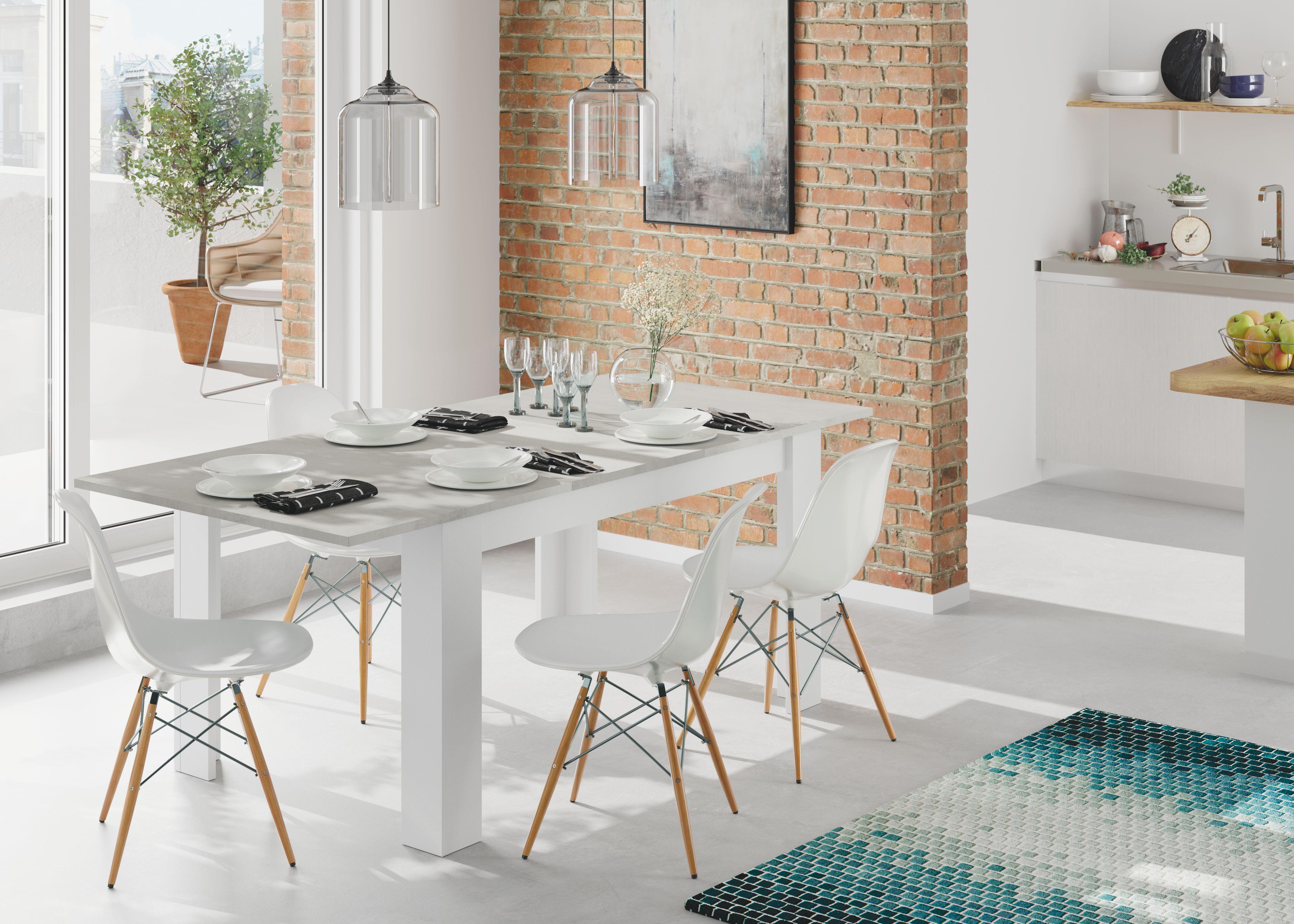 Mesa de comedor exten Kendra blanco cemento 190x78x90cm (largo máx.xaltoxancho) - 9