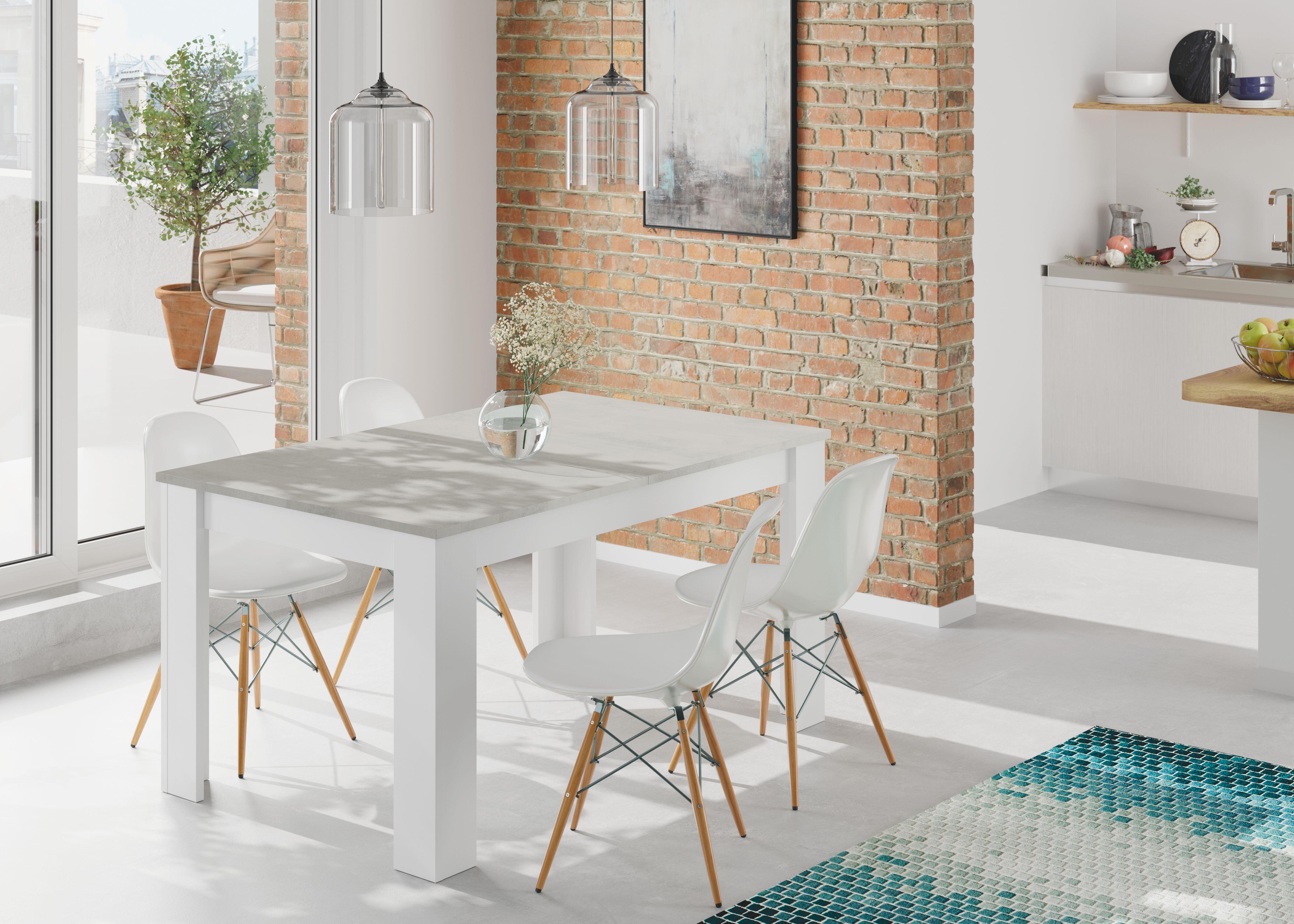 Mesa de comedor exten Kendra blanco cemento 190x78x90cm (largo máx.xaltoxancho) - 8