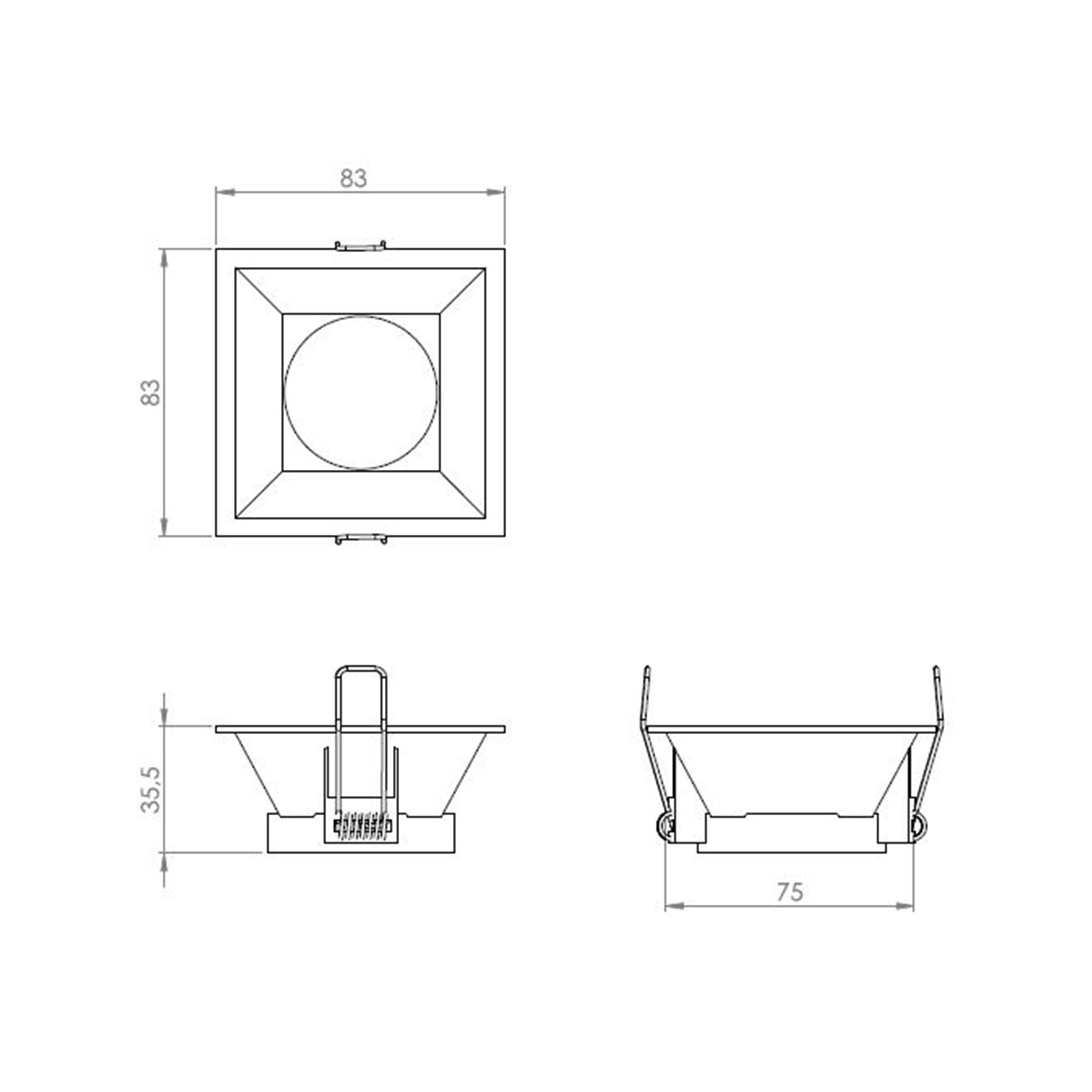 Downlight empotrable blanco cuadrado cepillado compatible con bombilla GU10 MIALUZ IP20 - Foco empotrable para techos - 2