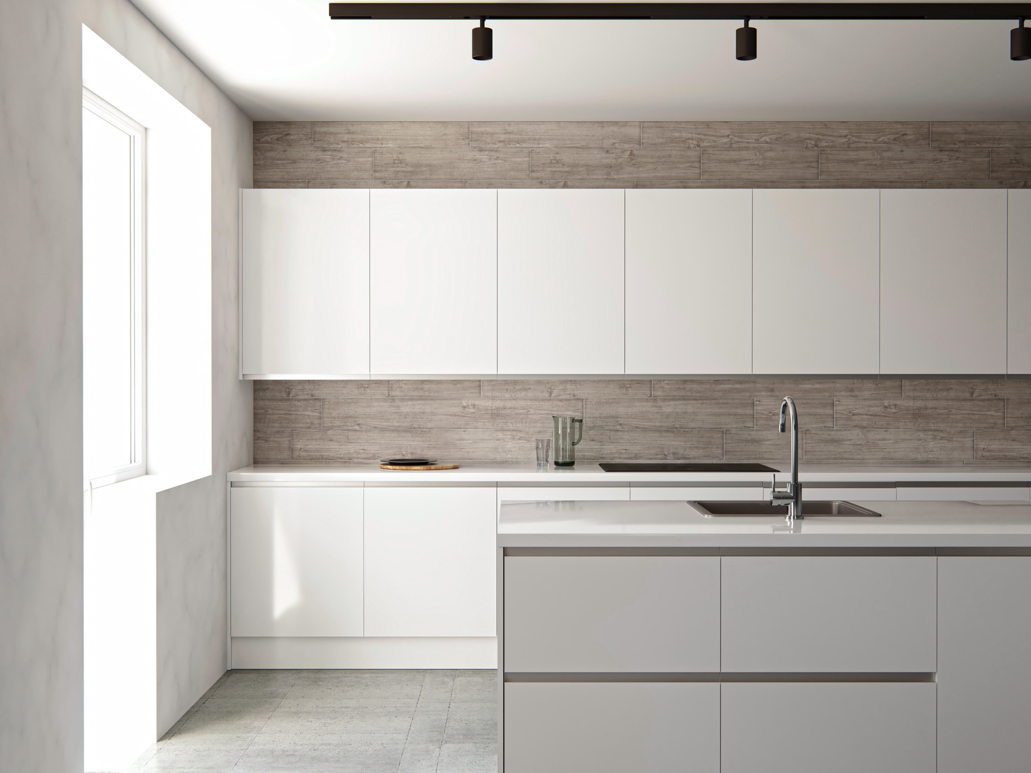 Encimera de cocina laminada Chester blanco brillo 360x62 cm espesor 38mm - 7