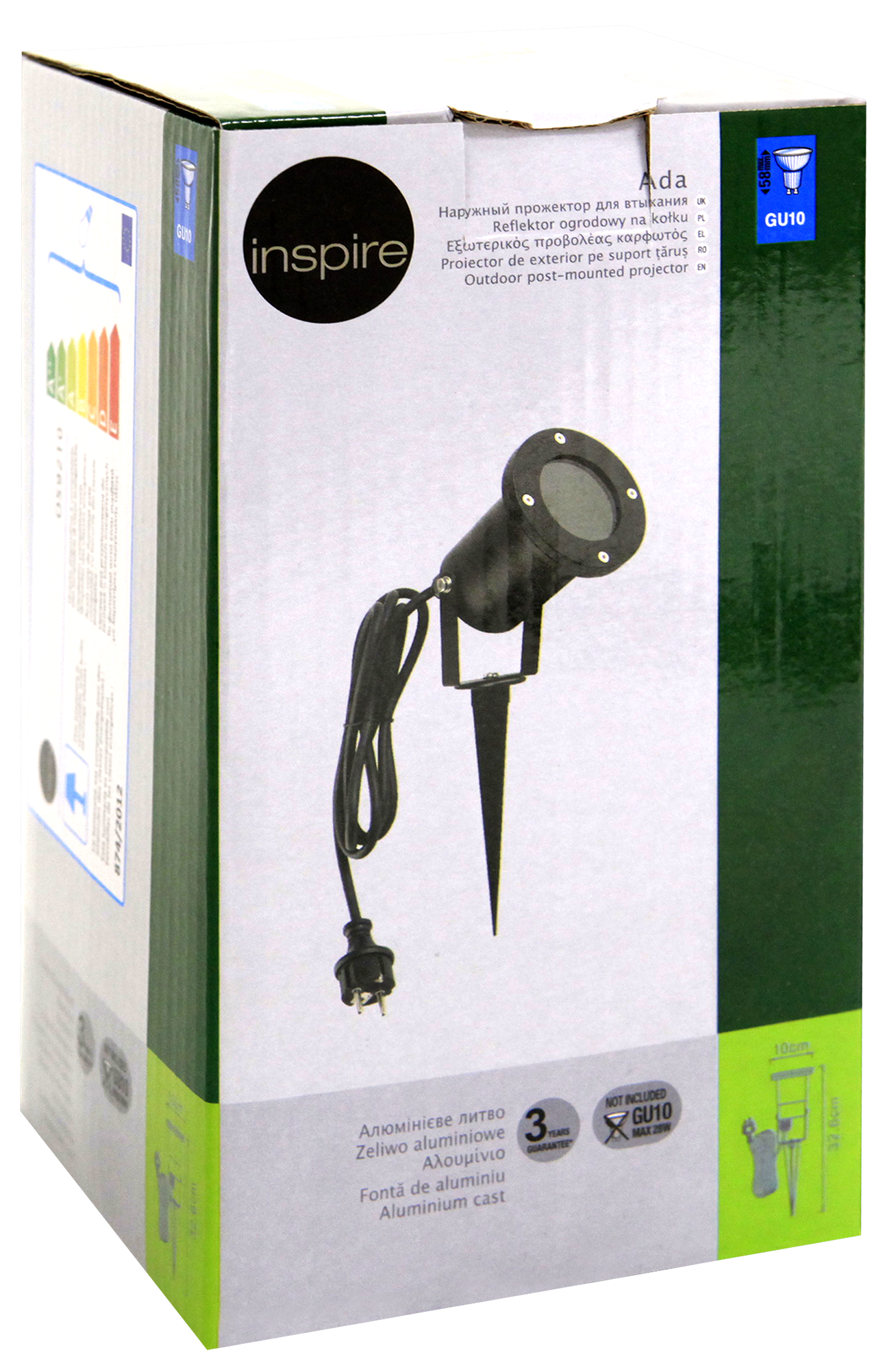 Proiettore da esterno Ada nero, tondo, in alluminio  GU10 IP65 INSPIRE - 12