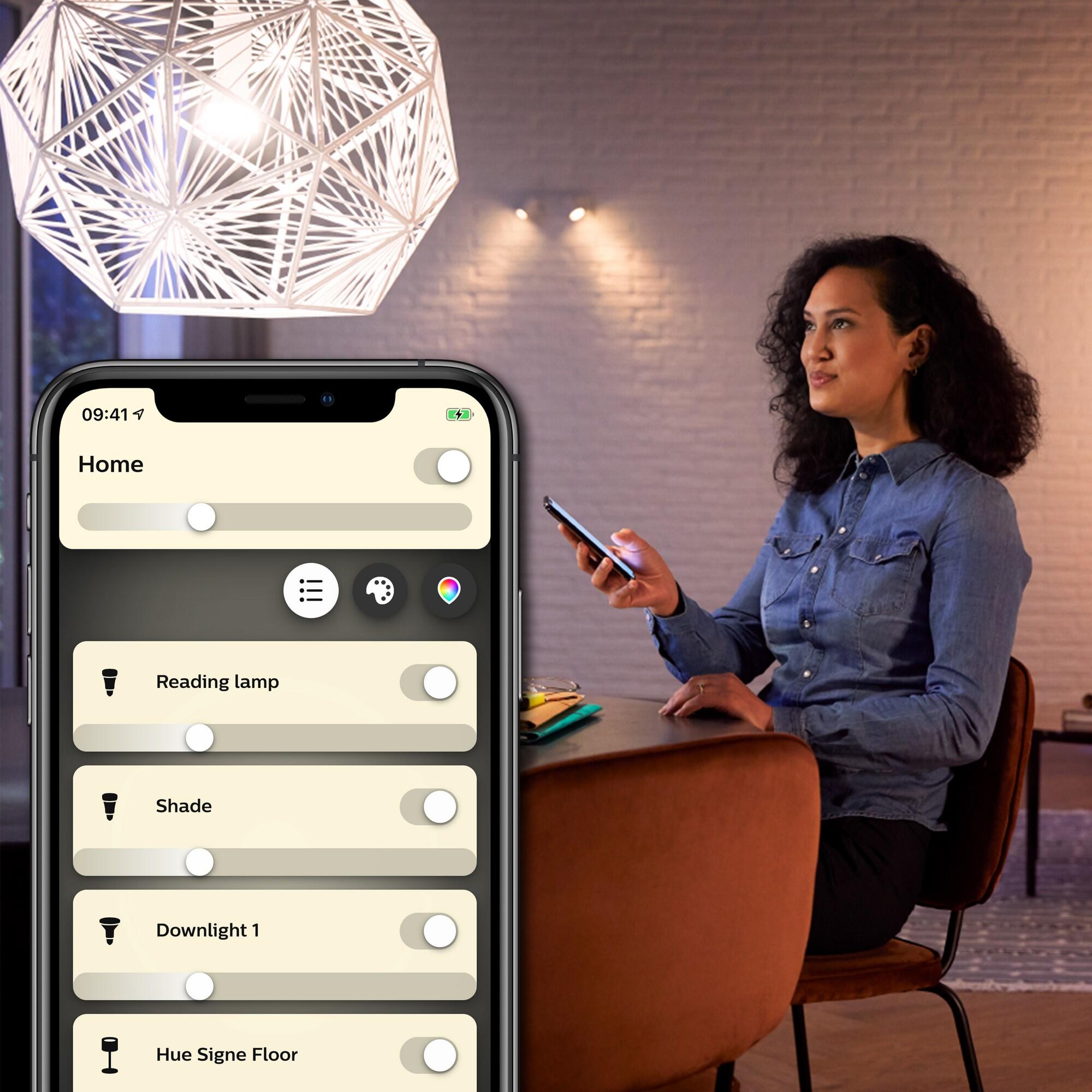 Set da 2 lampadine Hue White Ambiance LED, E27 goccia, trasparente, 6W = 806 LM (equiv 40 W), 200° dimmerabile, PHILIPS HUE - 4