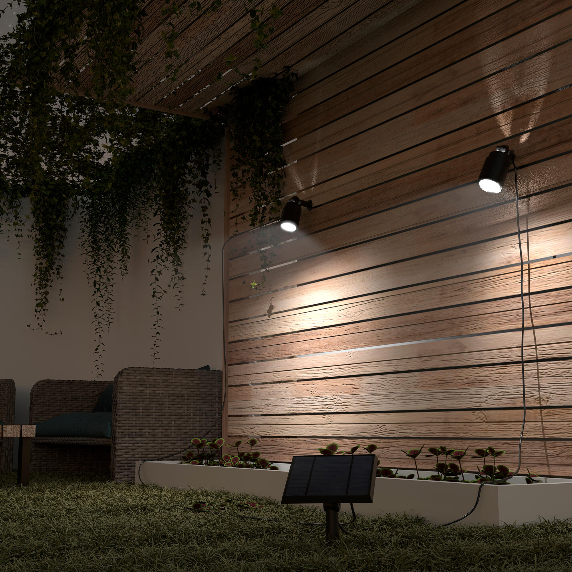 Baliza jardín solar exterior LED negro Orbis Duo Separación IP65 con detector de movimiento - 5