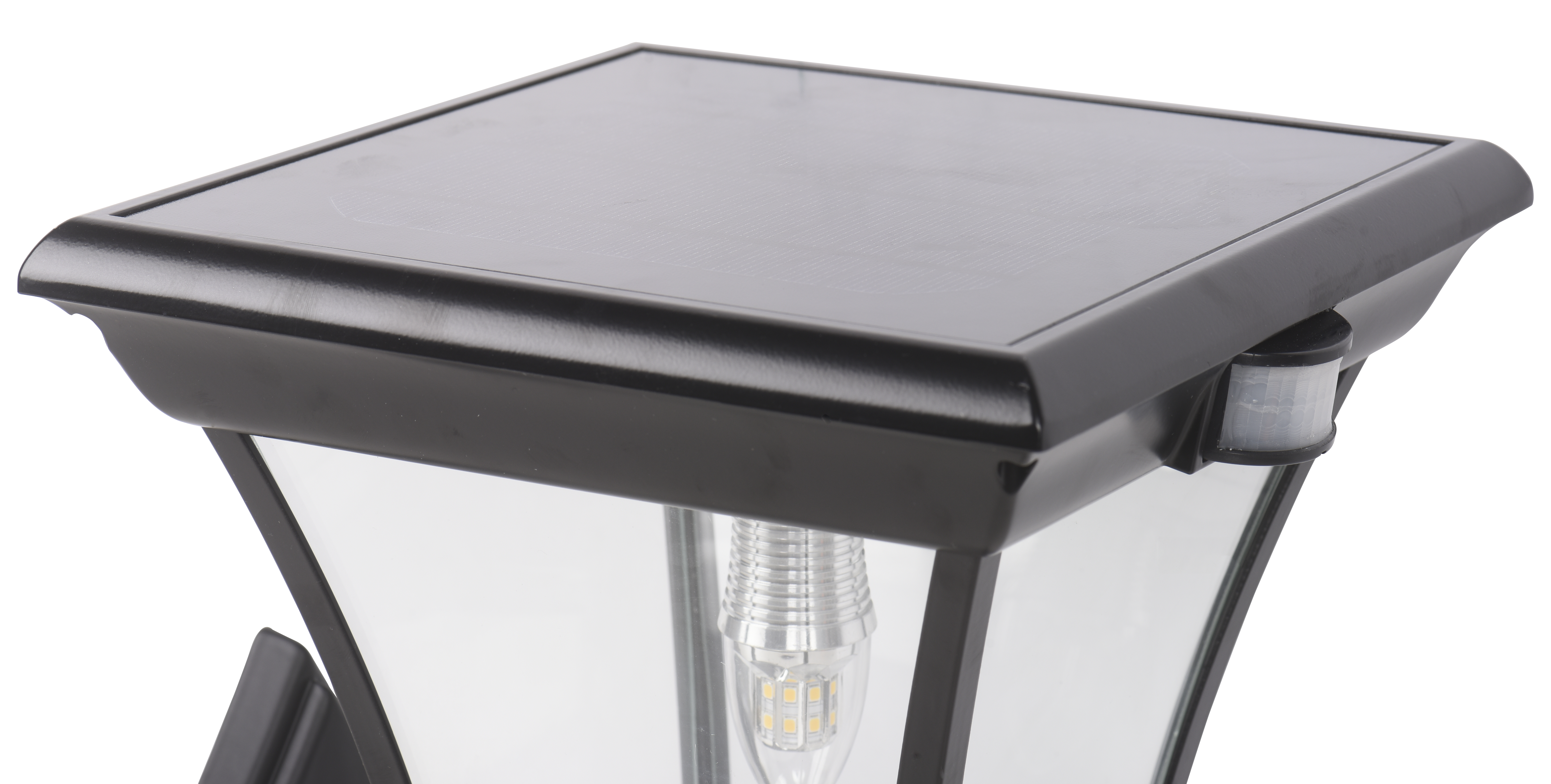 Aplique solar exterior luz LED blanco cálido Pegaso aluminio negro con sensor crepuscular y detector de movimiento IP44 - 8