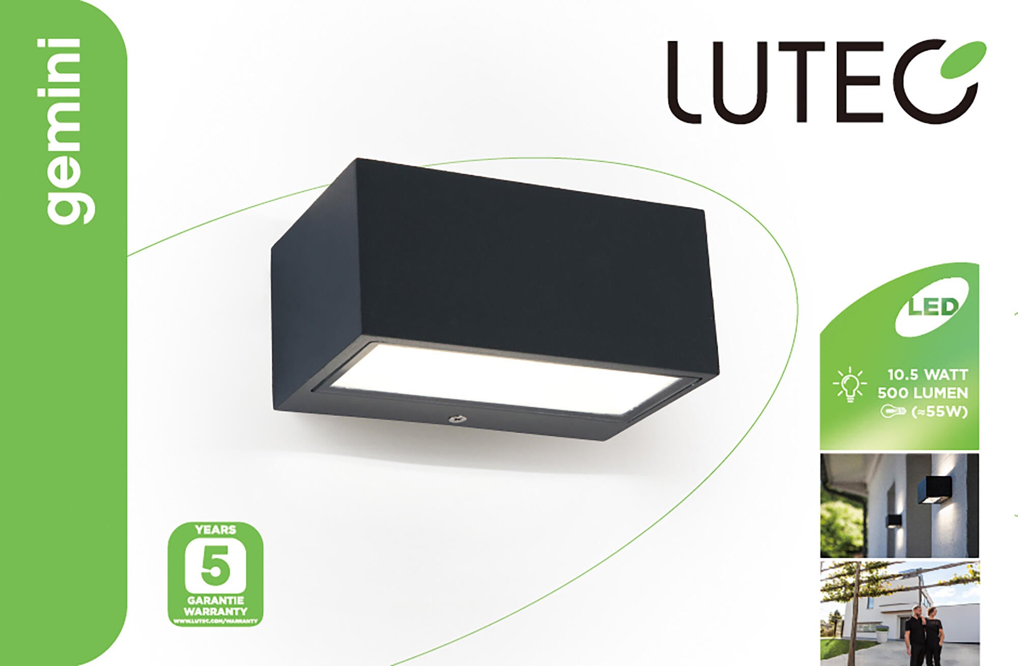 Lampada Da Esterno A LED Lutec Ublo – Corpo Grigio Chiaro, 8W Integrati, Dimensioni 19.3x4.5 Cm, Kit Di Installazione Incluso