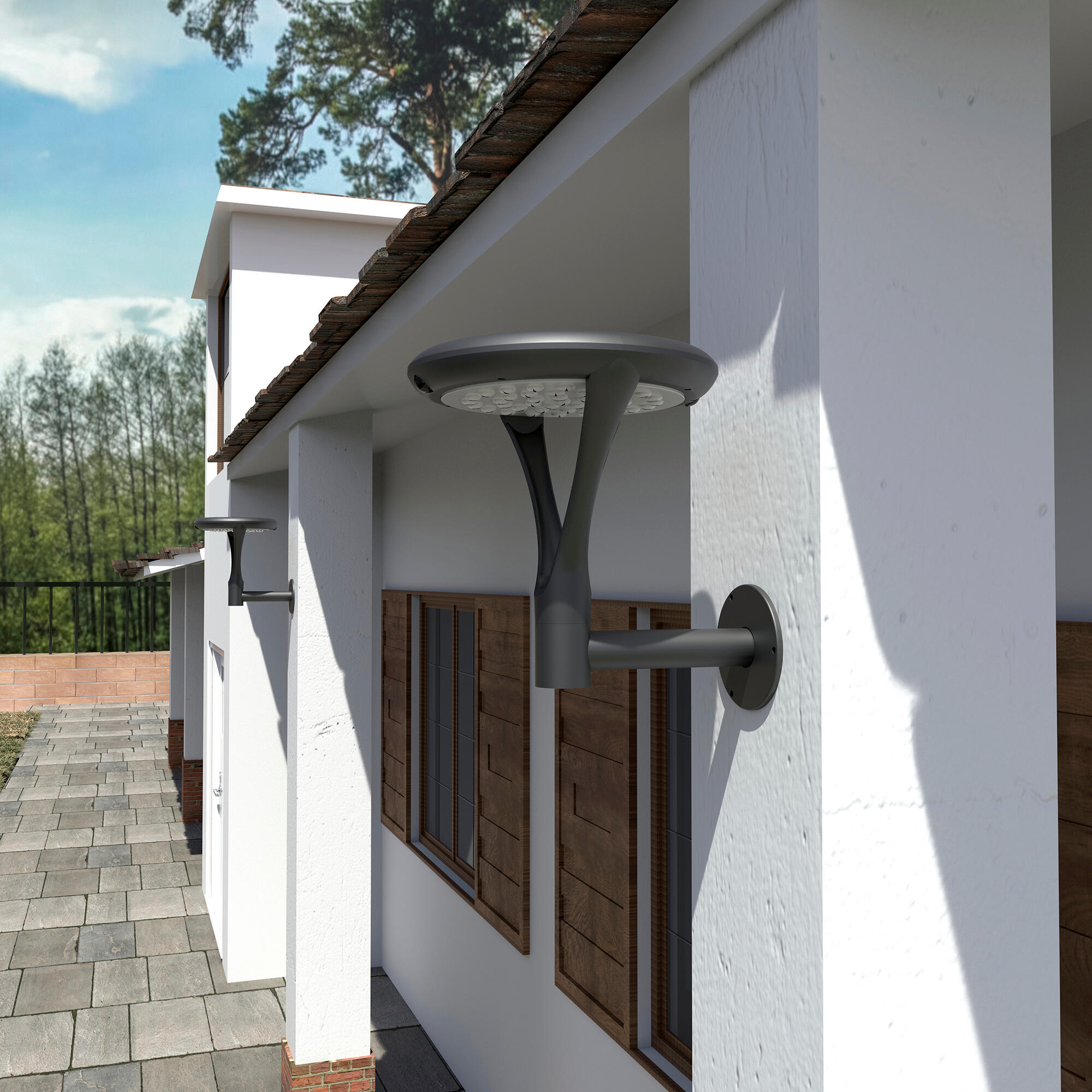 Aplique solar exterior luz LED blanco neutro IRIS aluminio gris con detector de movimiento IP65 - 2