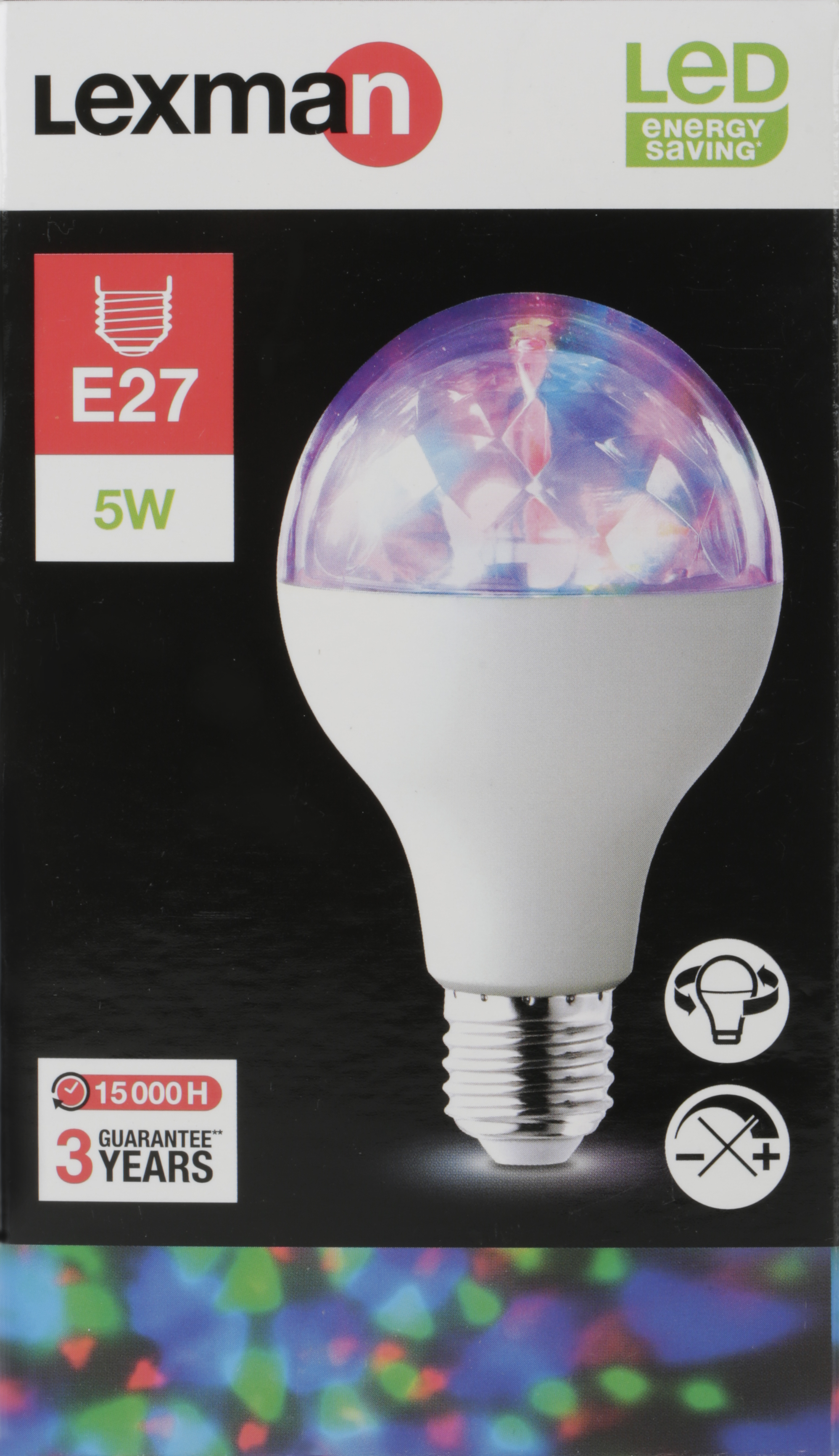Lampadina LED, E27 goccia, trasparente, rgb, 5W= 250 LM 360°, LEXMAN - 3