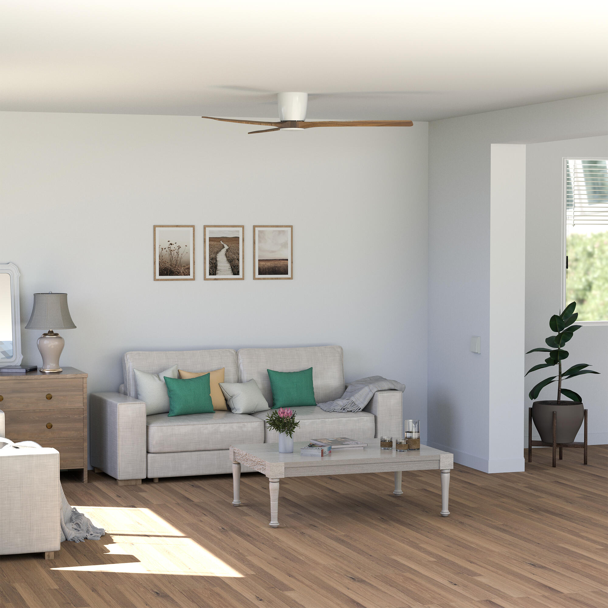 Ventilador de techo con luz silencioso DC con mando Arte Confort Sky blanco 122 cm invierno/verano color luz regulable - 4