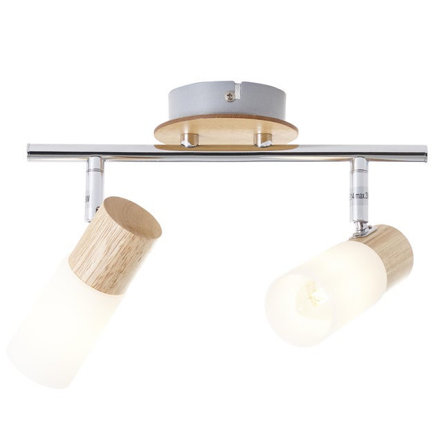 Foco decorativo 2 luces E14 de acero beige Brilliant 27,5 cm