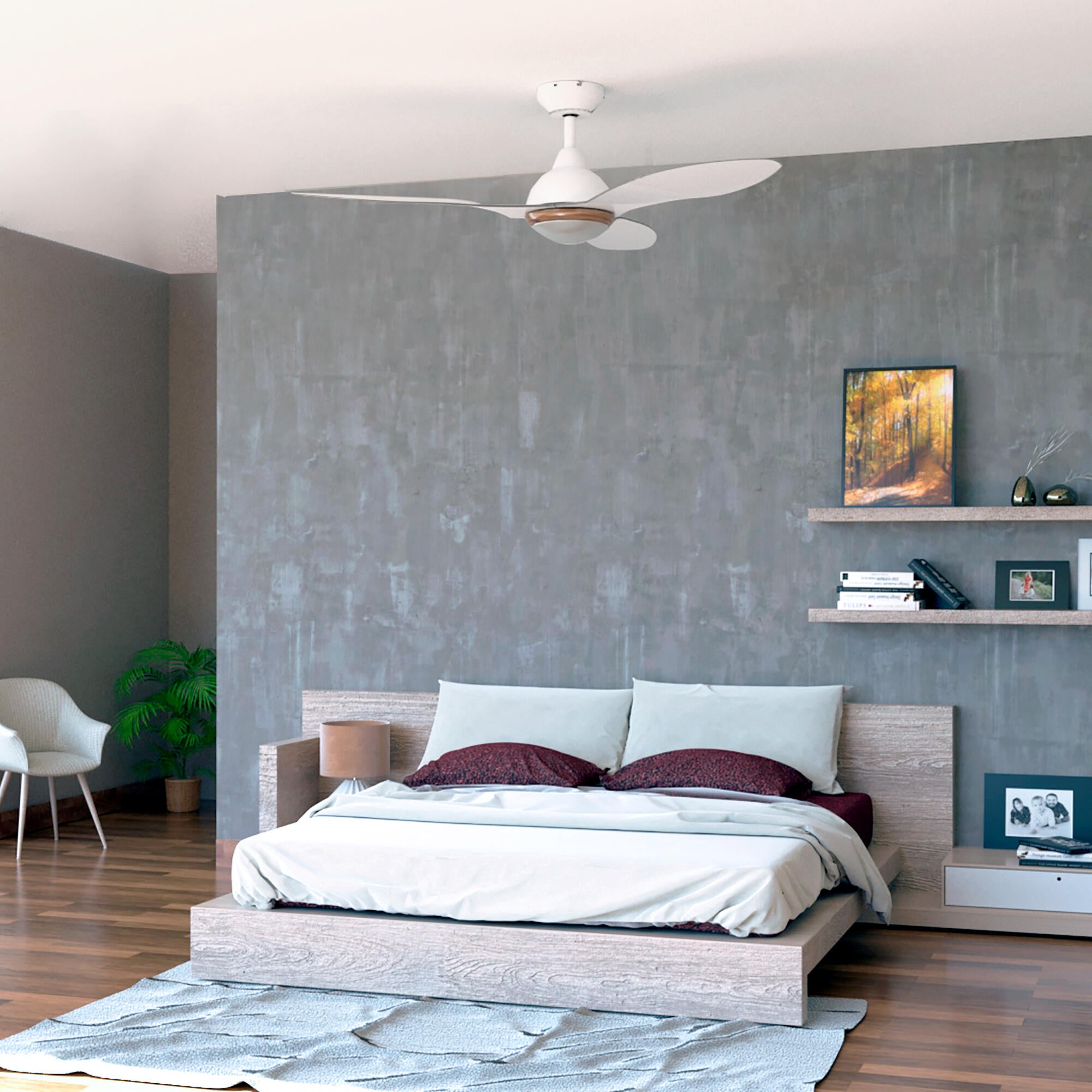 Ventilador de techo con luz silencioso DC Arte Confort Creta blanco 122 cm - 5