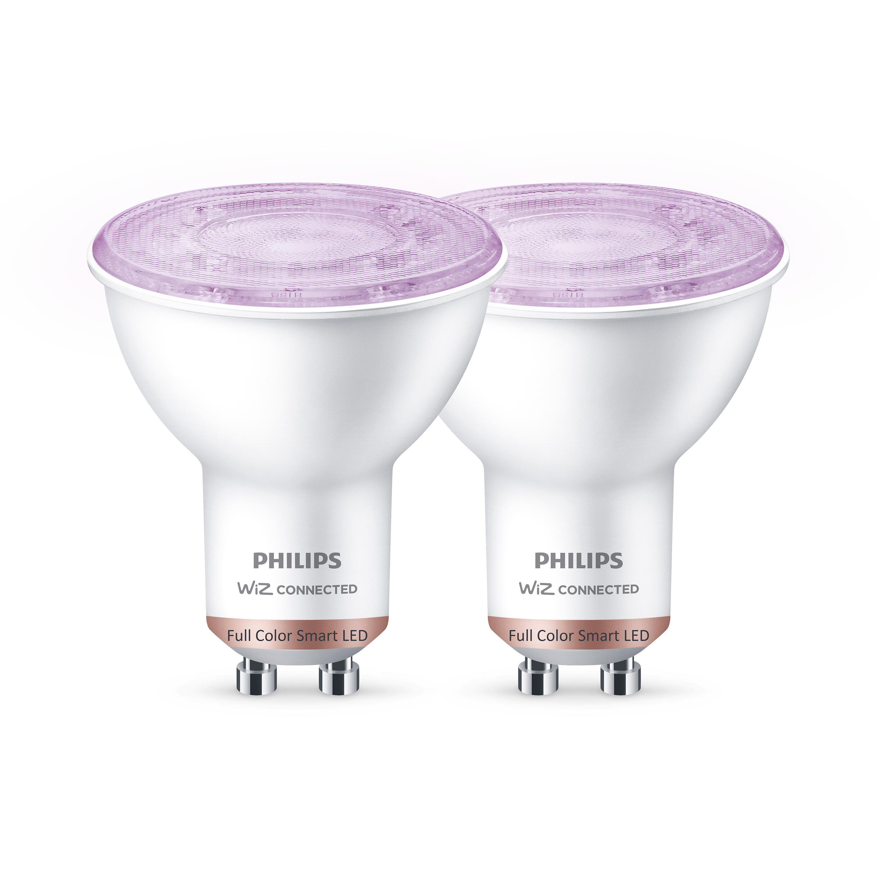 	
Pack de 2 bombillas inteligentes LED GU10 compatible con WIZ forma dicroica 345 lúmenes 4.7W CCT 2700K-6500K CRI>90 alta reproducción cromática clase energética F - 2