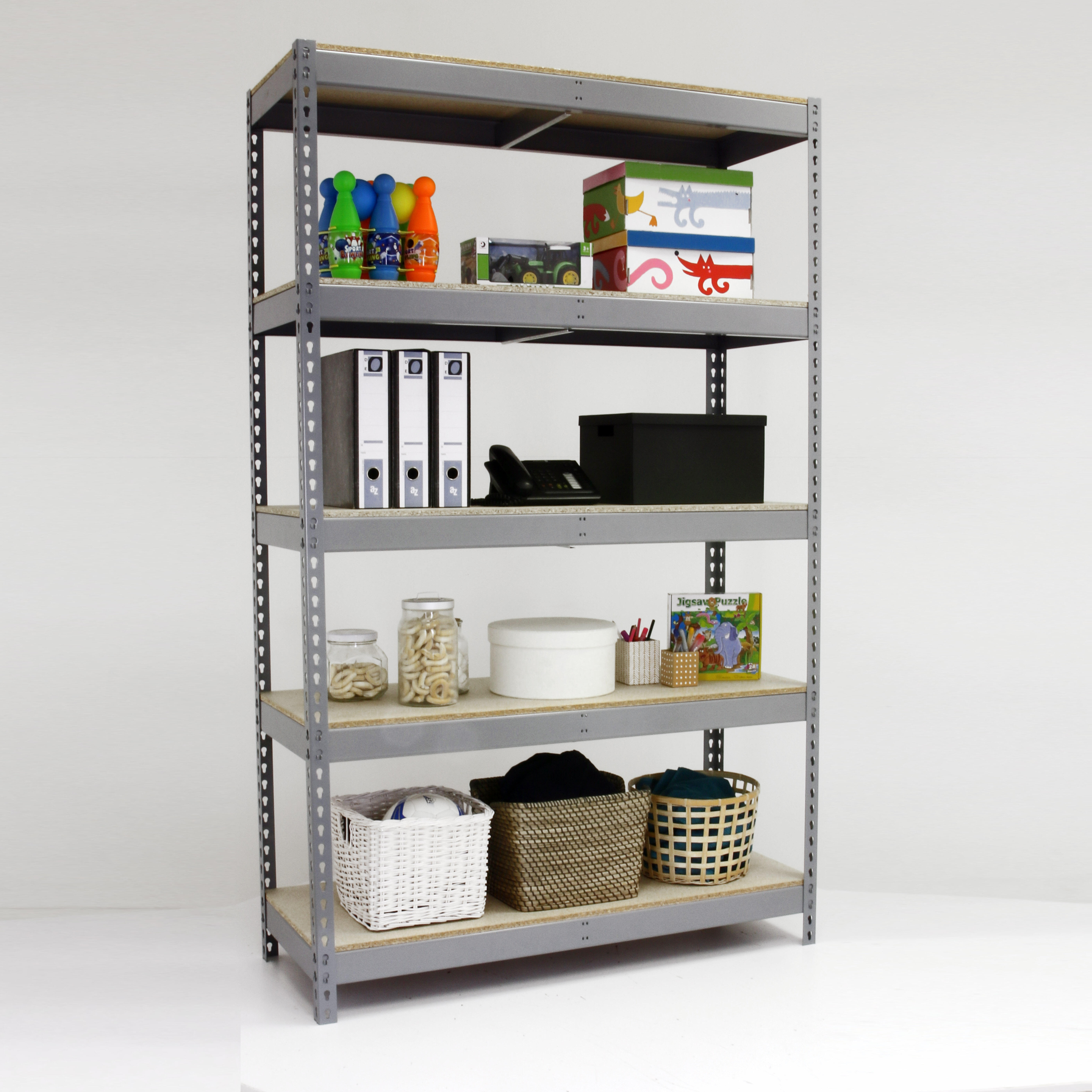 Estante metálica cinza com 5 prateleiras madeira 250x150x60 cm 600 kg Simonforte Simonrack - 6