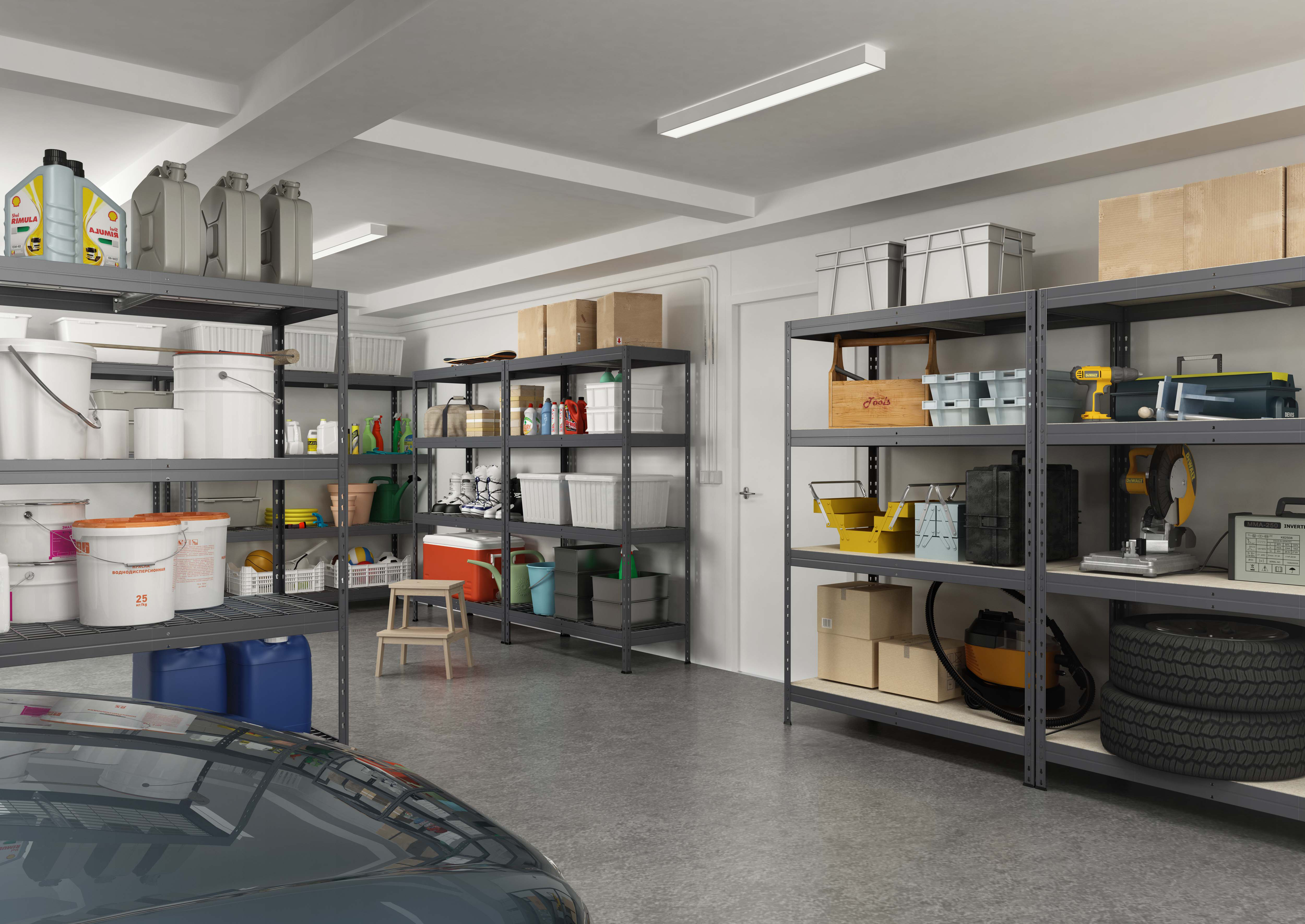 Estante metálica preto 4 prateleiras MDF 90x45x180 cm 360 kg Ar Shelving - 9