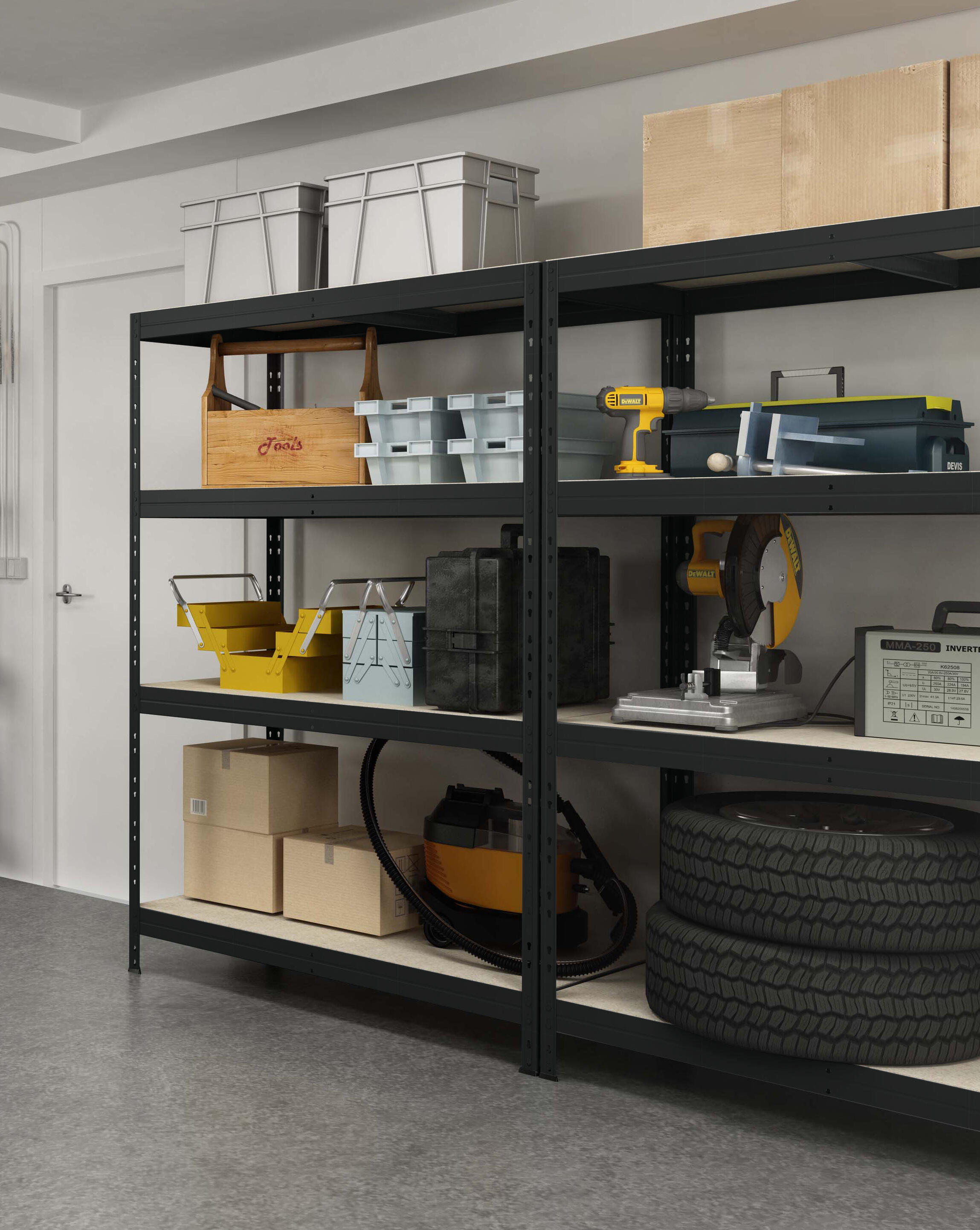 Estante metálica estrutura Stabil preta 4 prateleiras 180x180x60 cm 400 kg Ar Shelving - 2