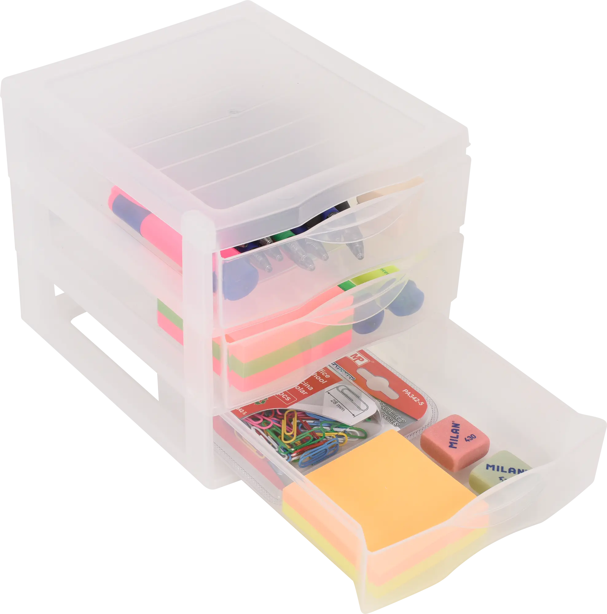 Organizador de tornillos de plástico con 3 cajones de 17.0x18.0x21.0 cm