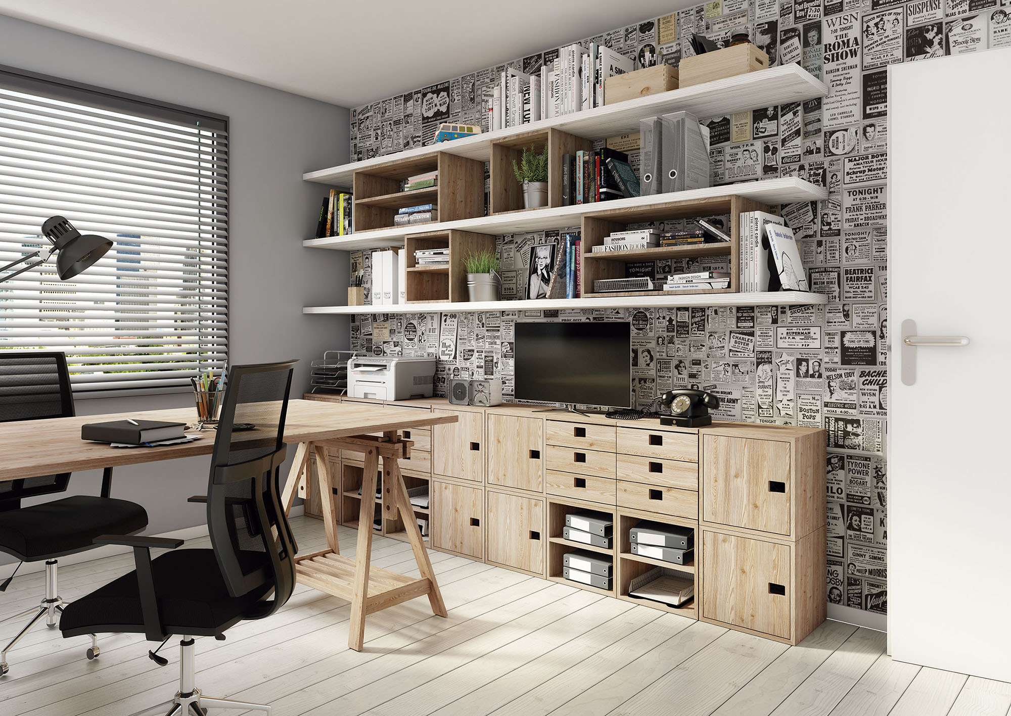 Estantería Dinamic modular con 6 cubos de madera maciza de pino 105,4x70,8x33cm - 3