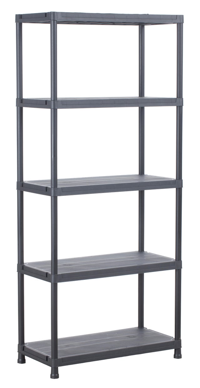 Estante em PVC preto 5 prateleiras 180x80x40 cm 250 kg Universal