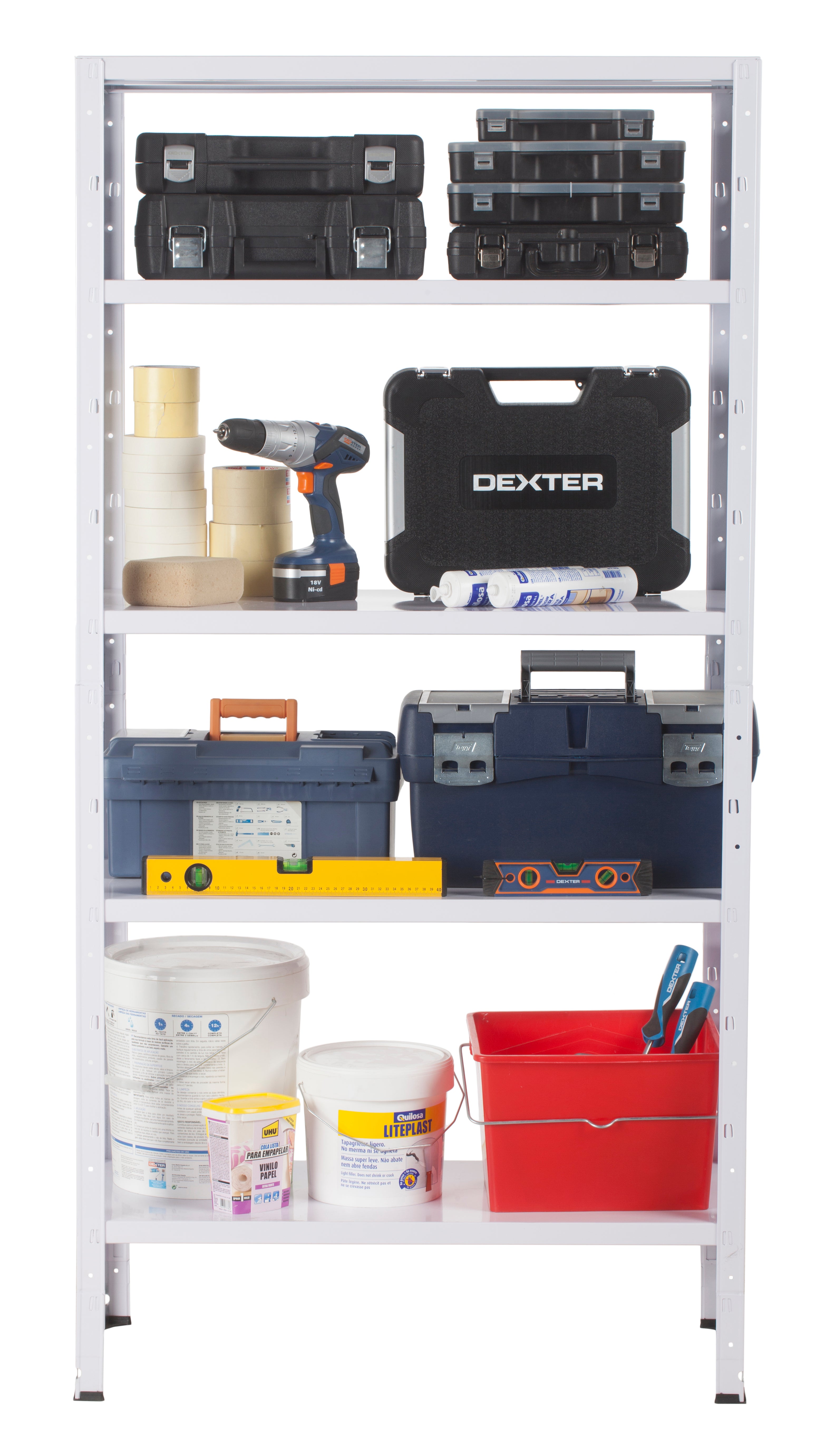 Estantería en kit de acero blanco de 180x90x40 cm y carga max. 70 kg por balda