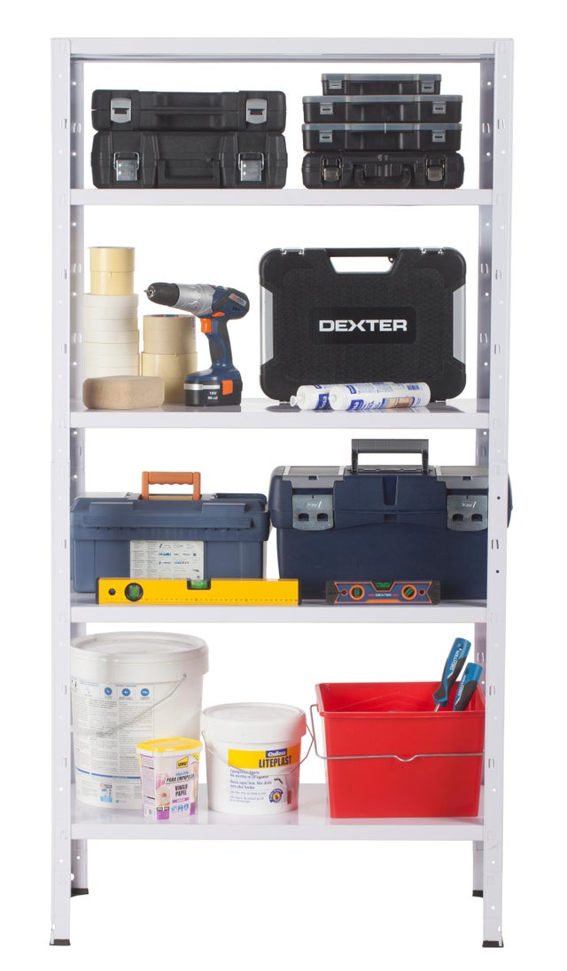 Estantería en kit de acero blanco de 180X90X40 cm y carga max. 70 kg por balda