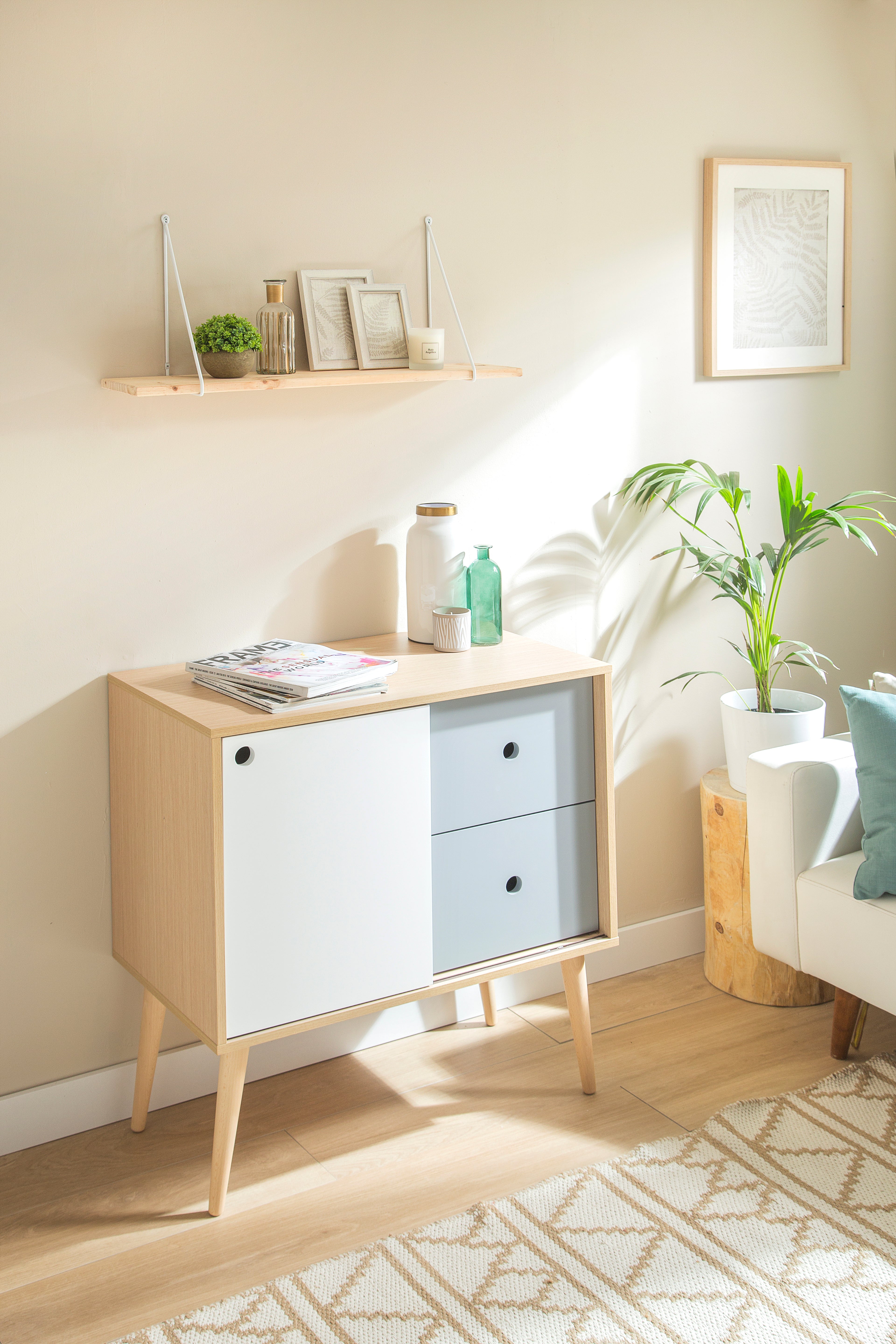 Balda rectangular en color pino de 18x80x1,8 cm y carga máx de 5 kg - 2