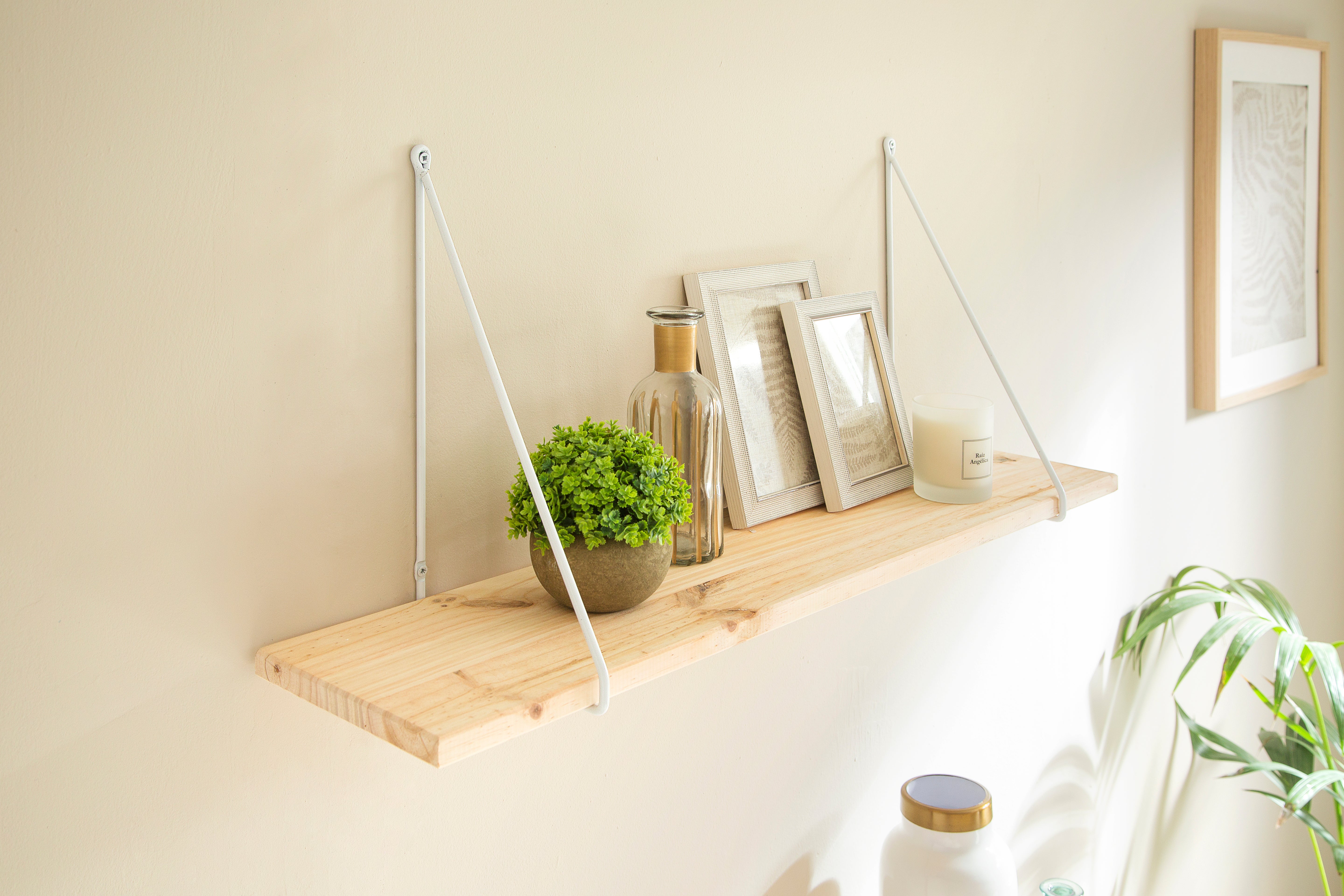 Balda rectangular en color pino de 18x80x1,8 cm y carga máx de 5 kg - 3