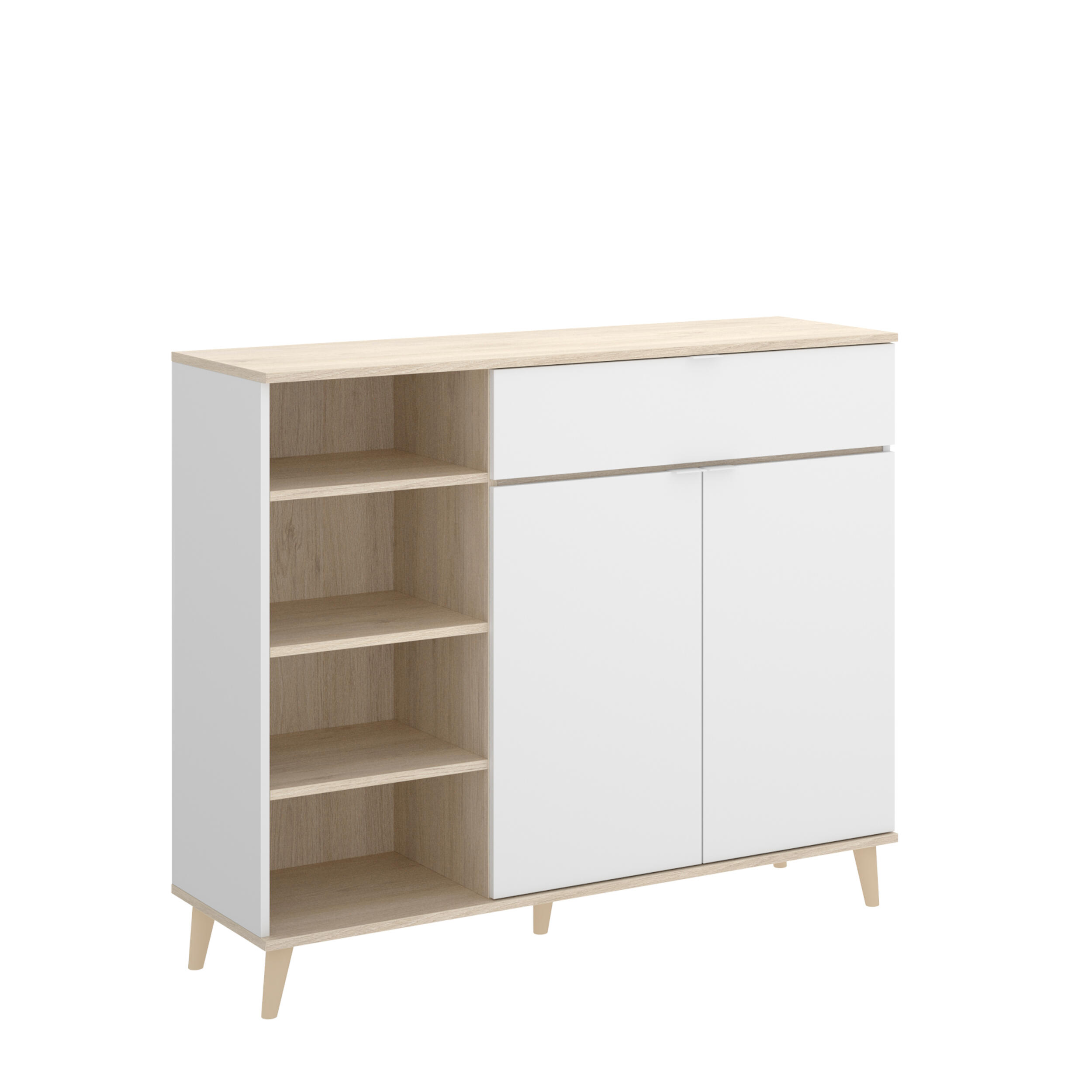 Aparador mueble auxiliar shaw blanco y roble 119,3x102,2x40 cm