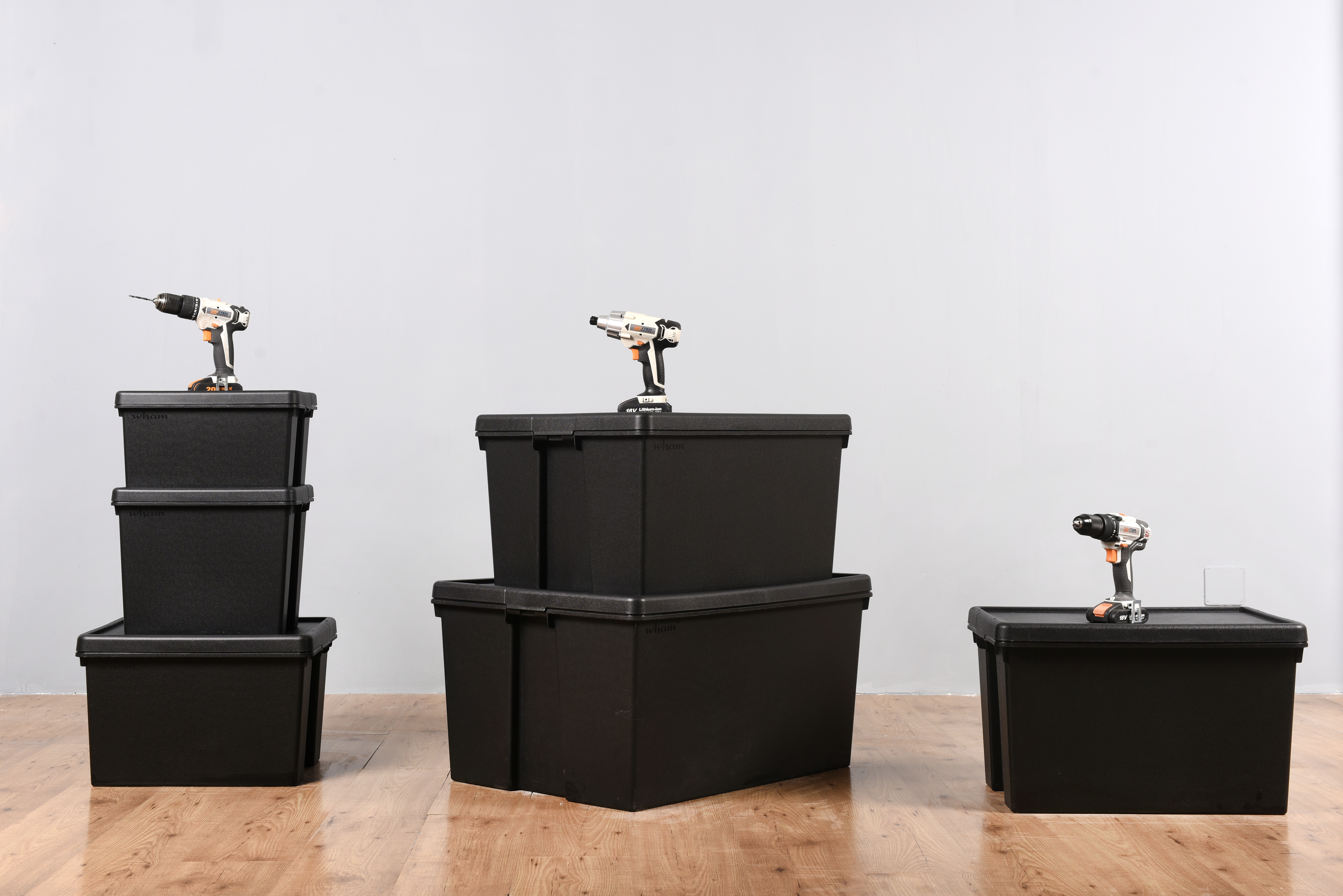 Caja de almacenaje con tapa BAMBOX | material reciclado | alta resistencia | negro | 49x37x68 cm| 96L - 5