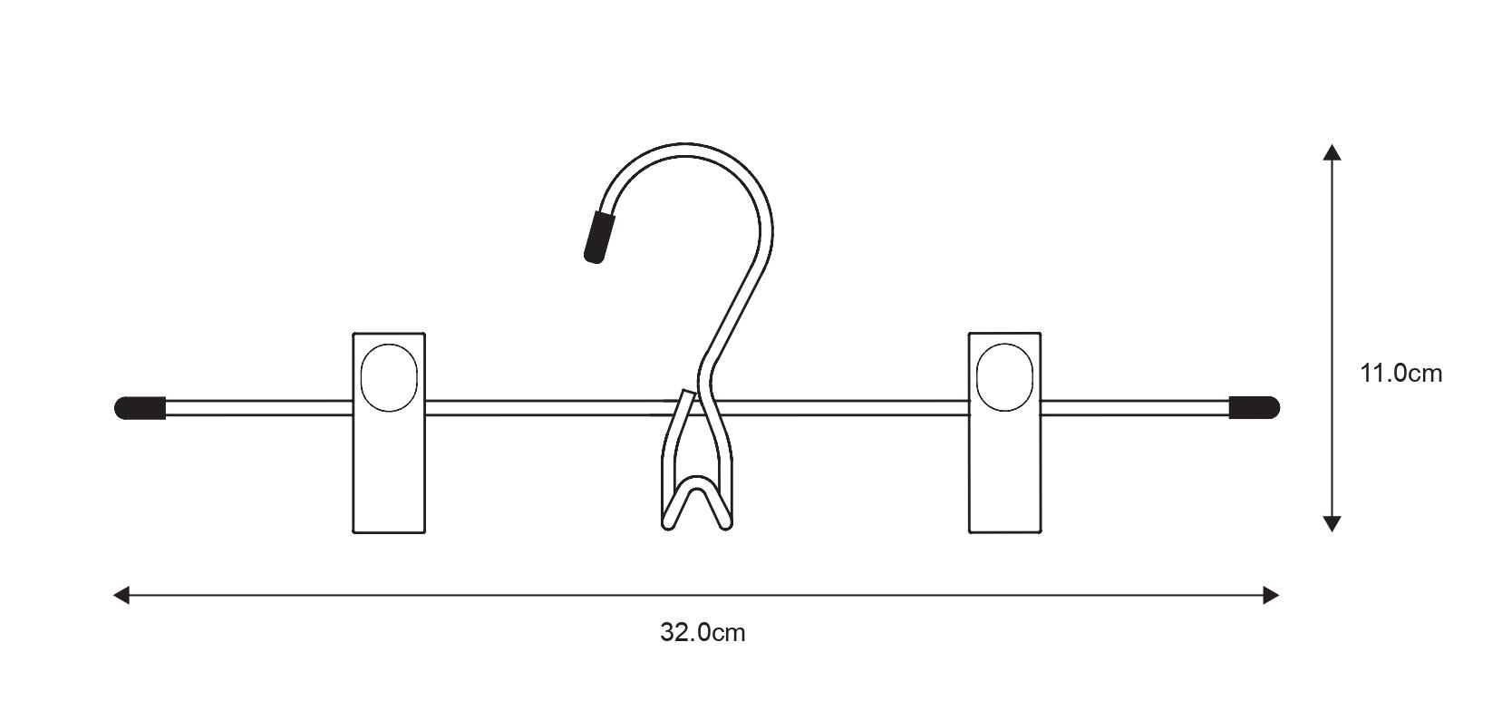 Pack 2 perchas para faldas SPACEO metálica negra 32x11 cm (ancho x alto) - 2