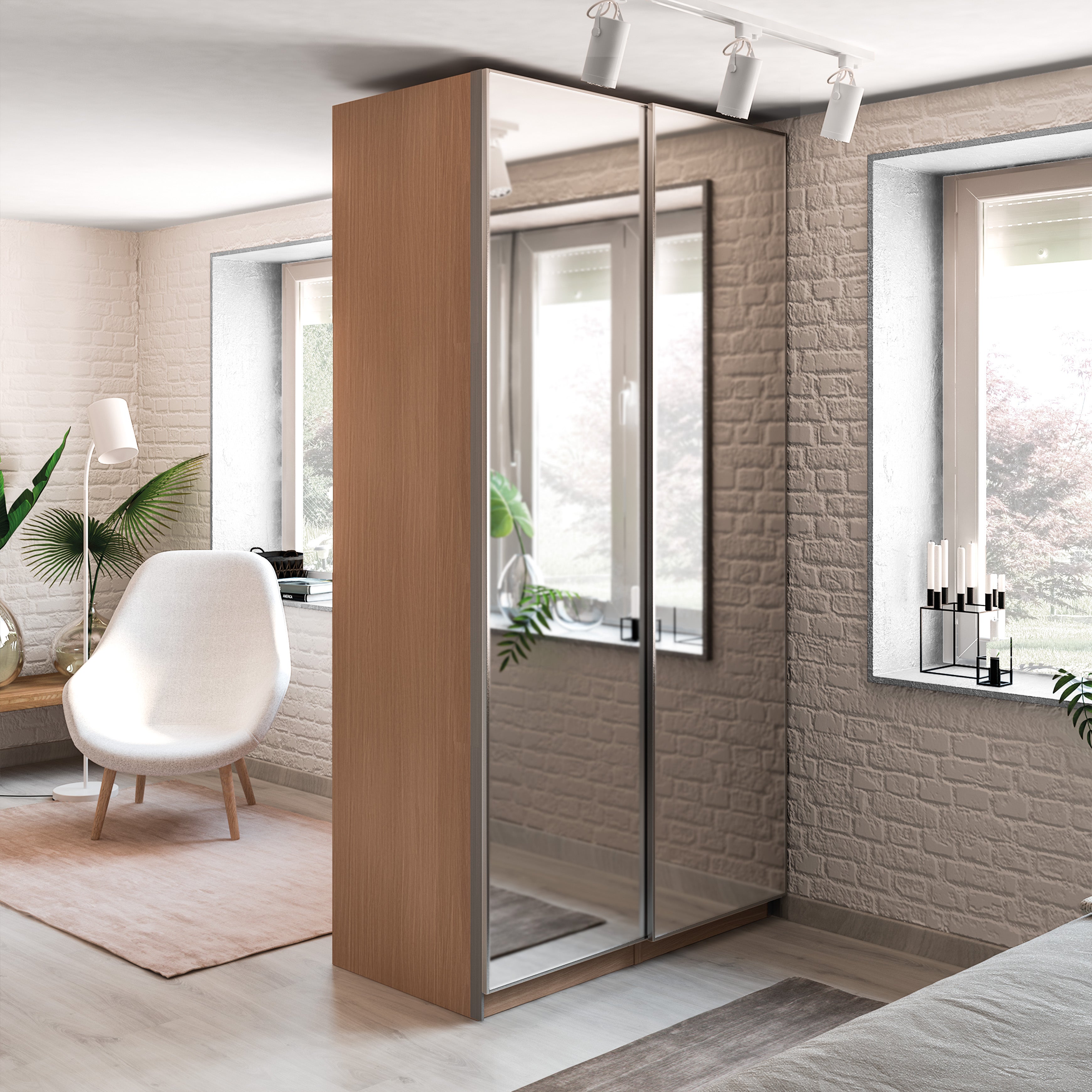 Porta de correr SPACEO DURERO ESPELHO 60X228CM - 2