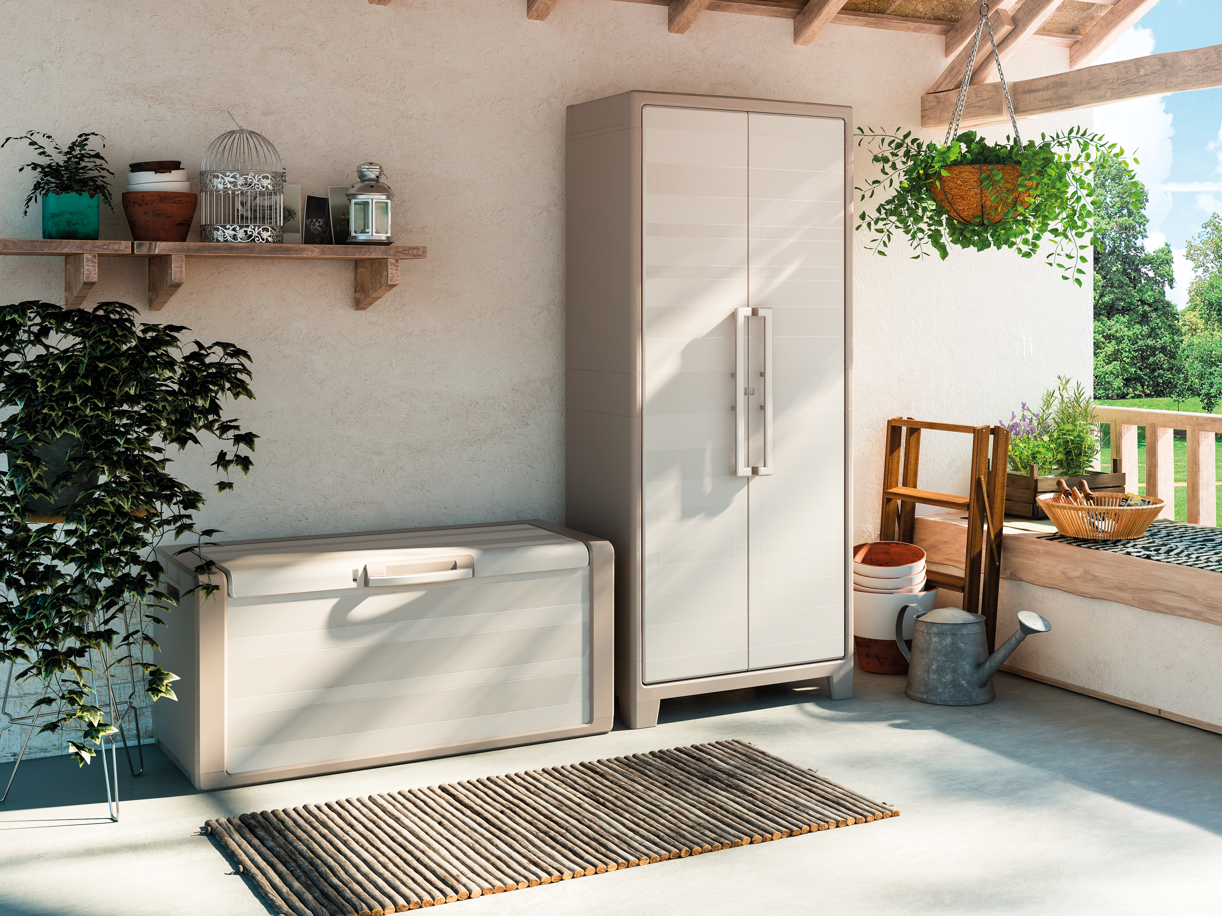Armário em PVC alto exterior bege 182x80x40 cm Gulliver Multispace - 10