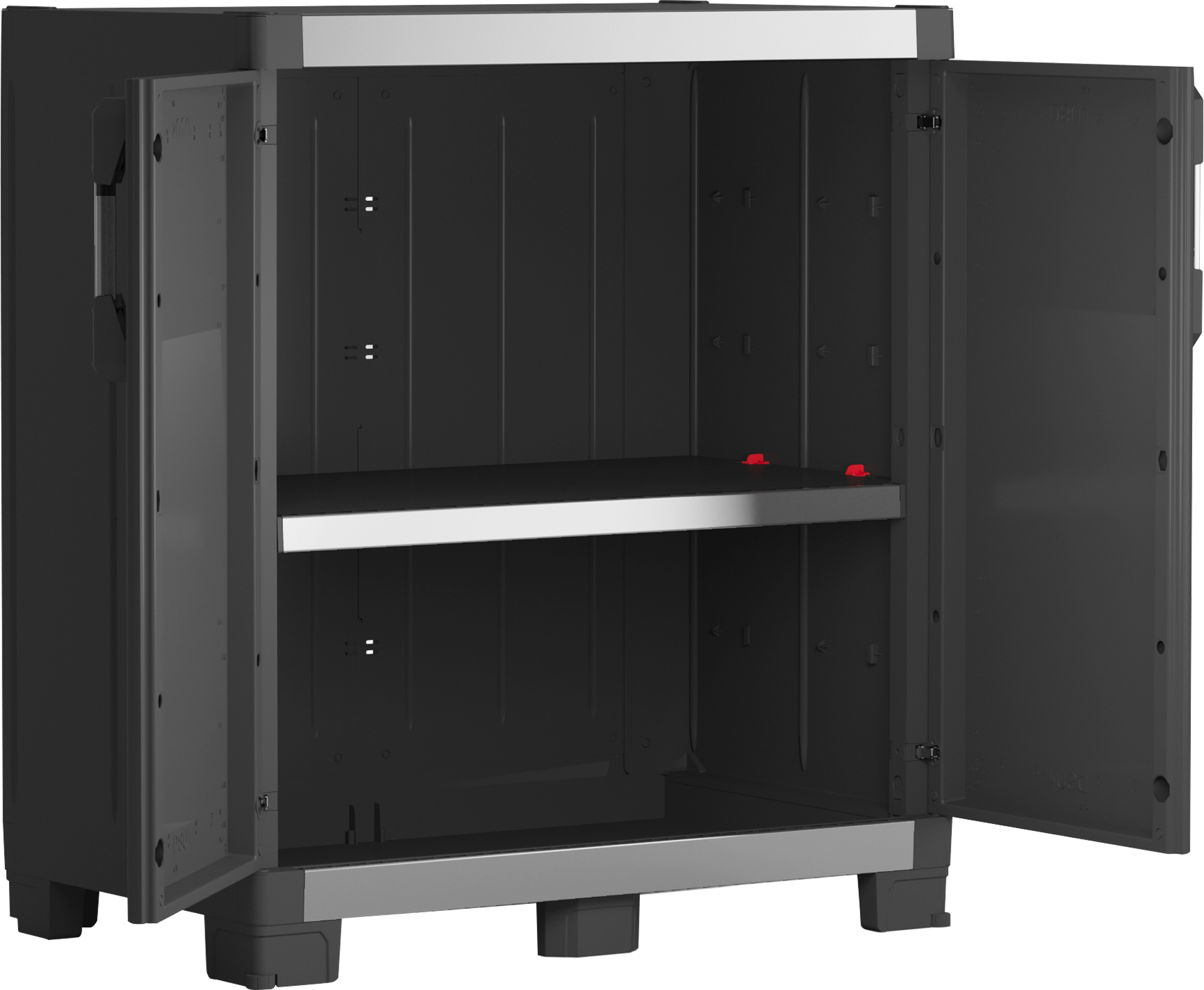 Armario bajo de resina Pro XL 89x99x54 cm color negro 2 puertas - 4
