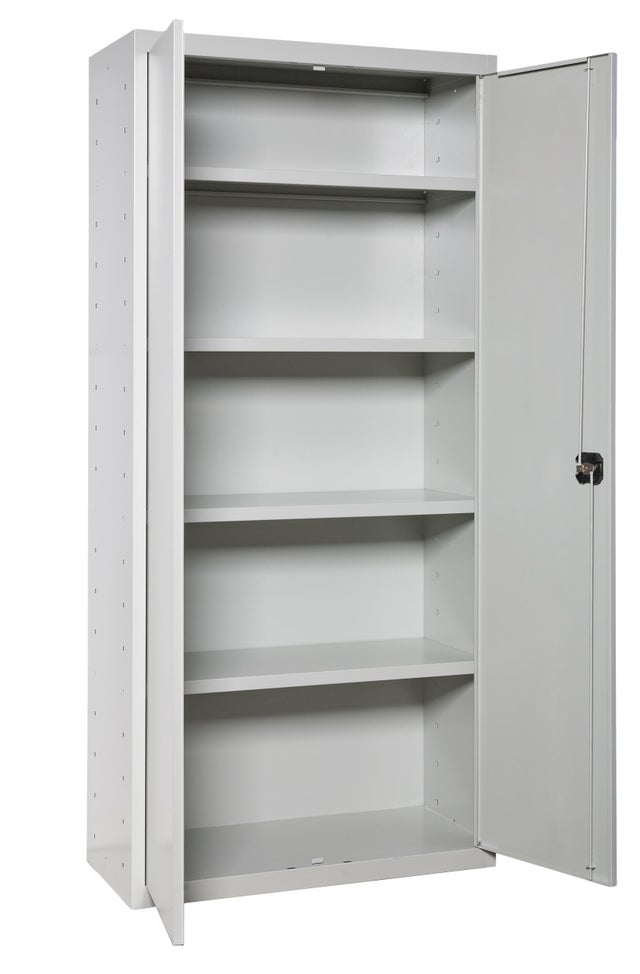 Armário alto com prateleiras de aço 80x180x40 cm desmontado cinzento 2 portas