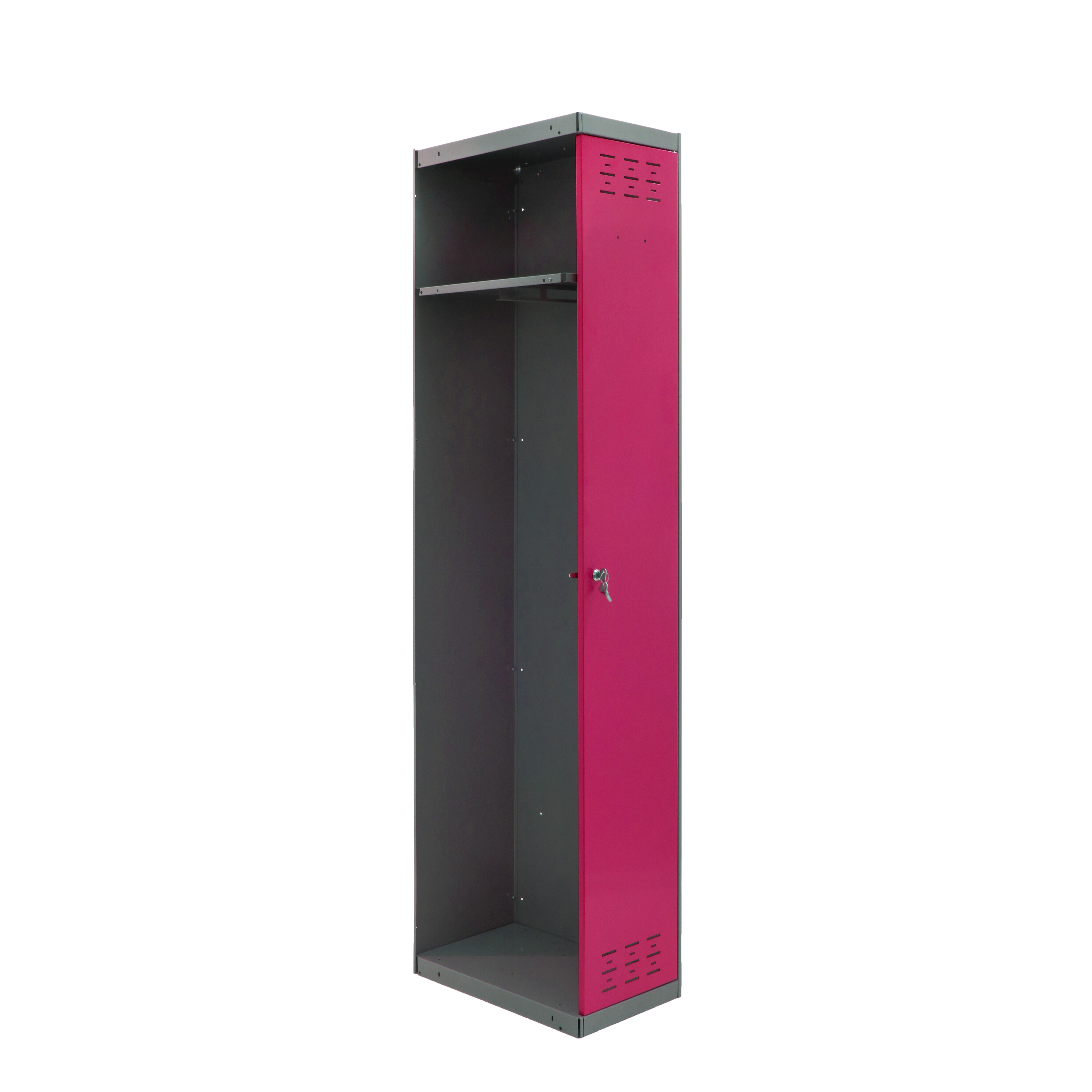 Taquilla adicional de acero 30x180x50 cm desmontada color gris/rosa 1 puerta