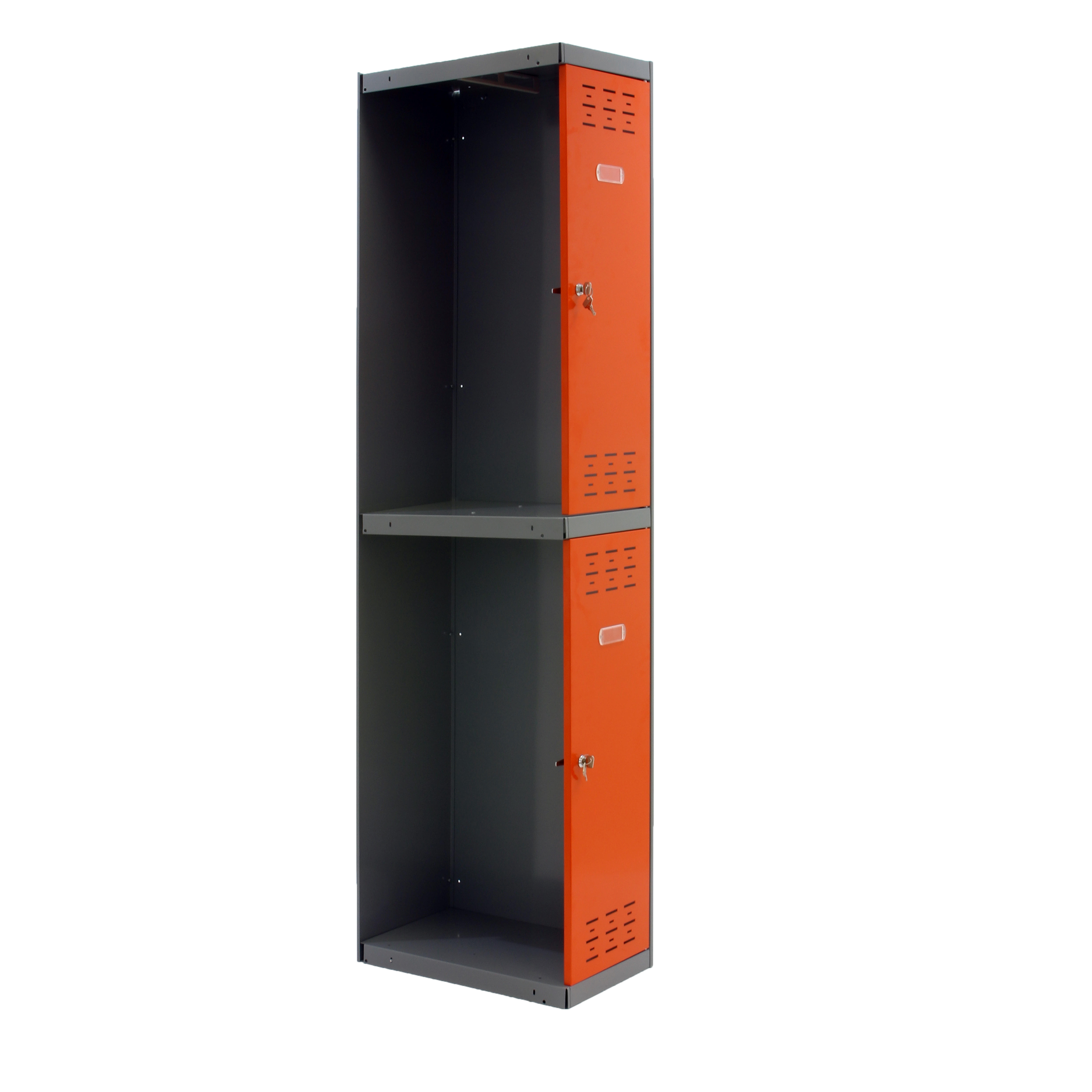 Taquilla biplaza adicional acero 40x180x50 cm desmontada gris/naranja 2 puertas