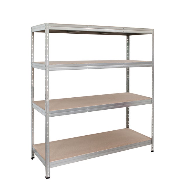 Scaffale in kit 4 ripiani L 180 x P 60 x H 180 cm zincato, portata per ripiano 400 kg