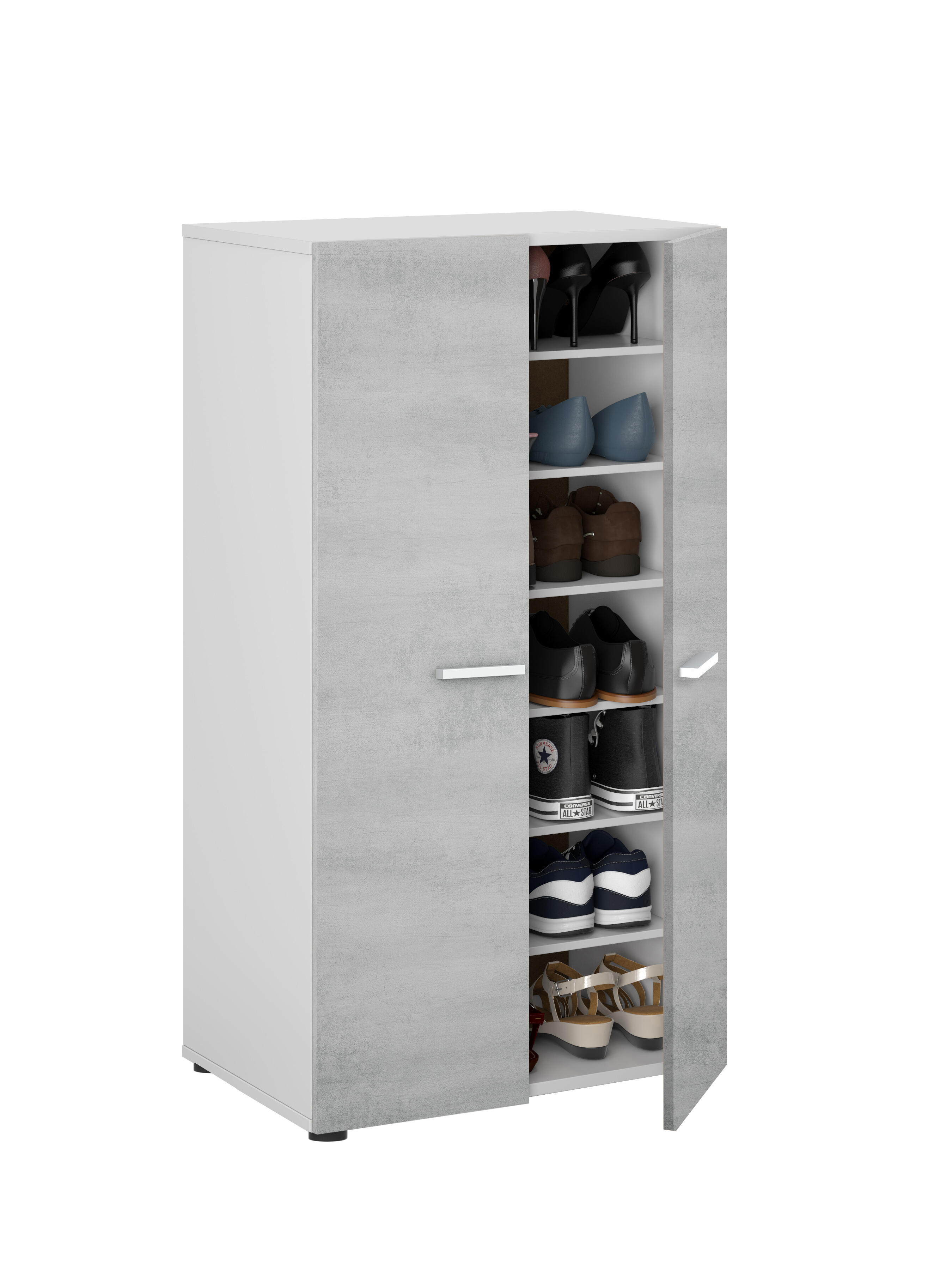 Zapatero cloe cemento 2 puertas+6 baldas de 55x103x36 cm