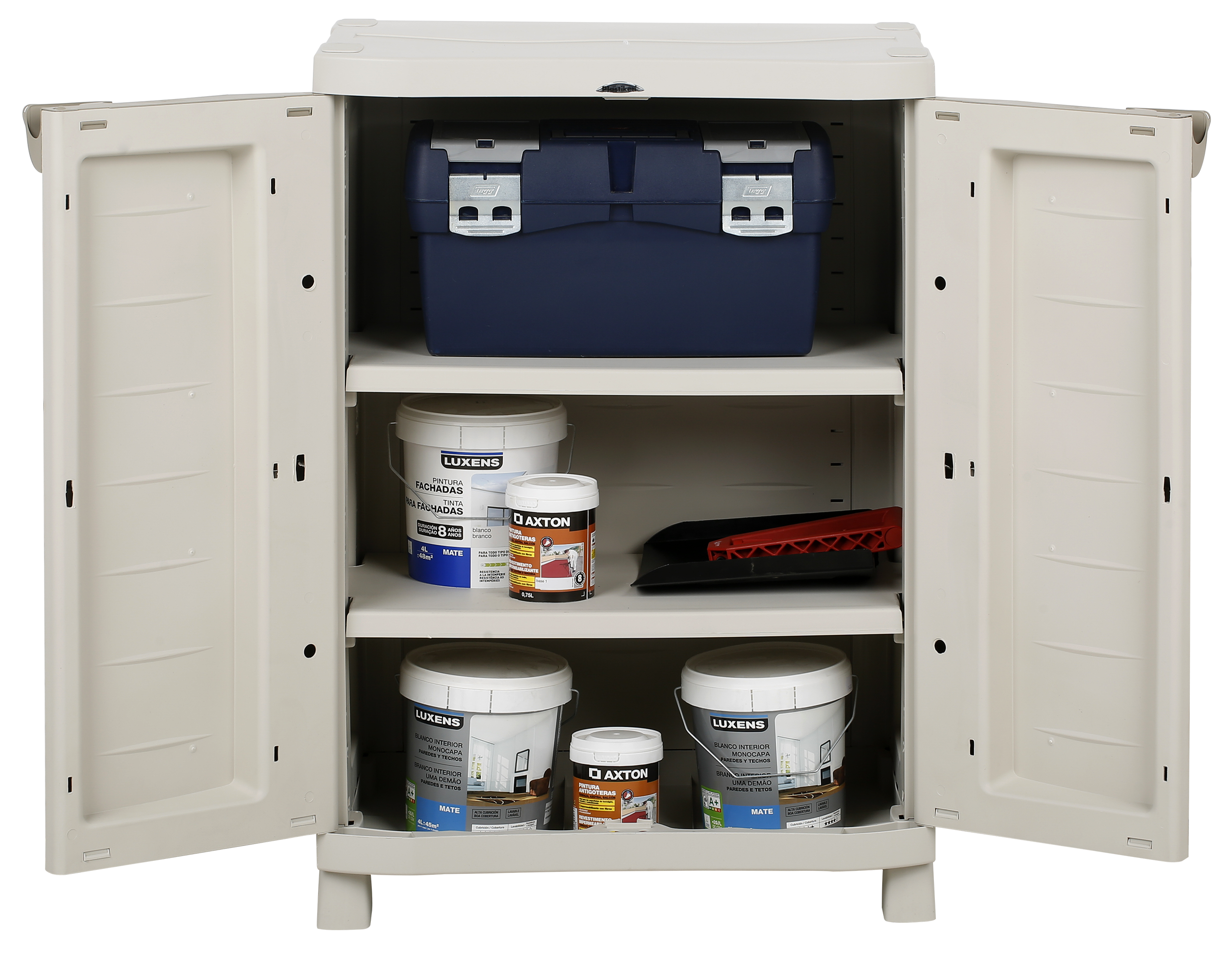 Armario bajo de resina space saver 70x100x45 cm color beige 2 puertas