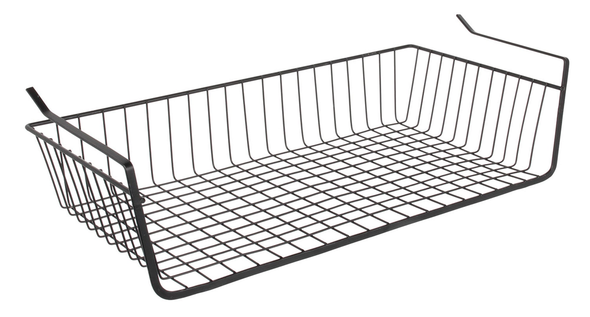 Cesta colgante de metal negro de 56x14x26 cm (anchoxaltoxfondo)