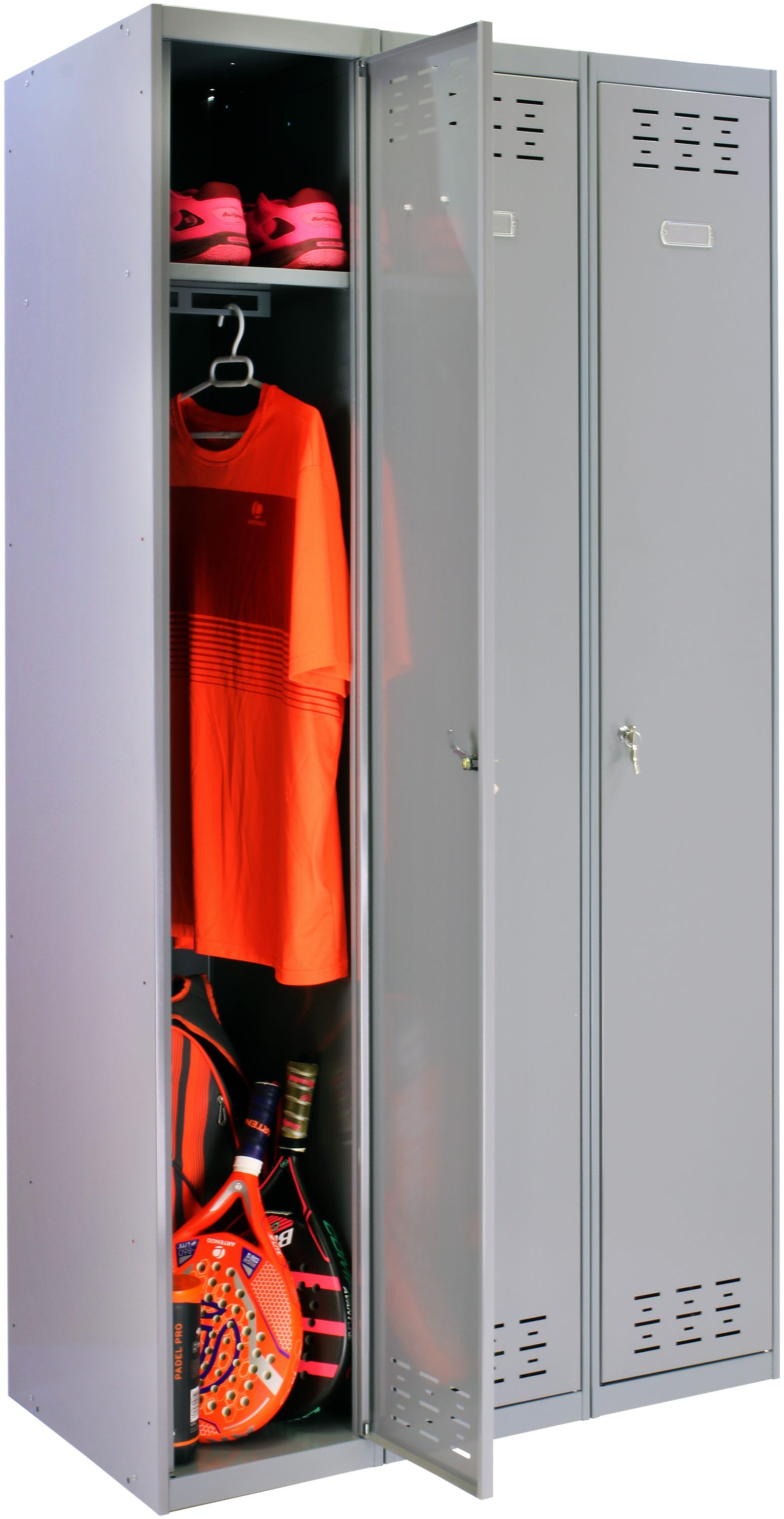 Taquilla single de acero 180x60x50 cm montada color gris 3 puertas ...