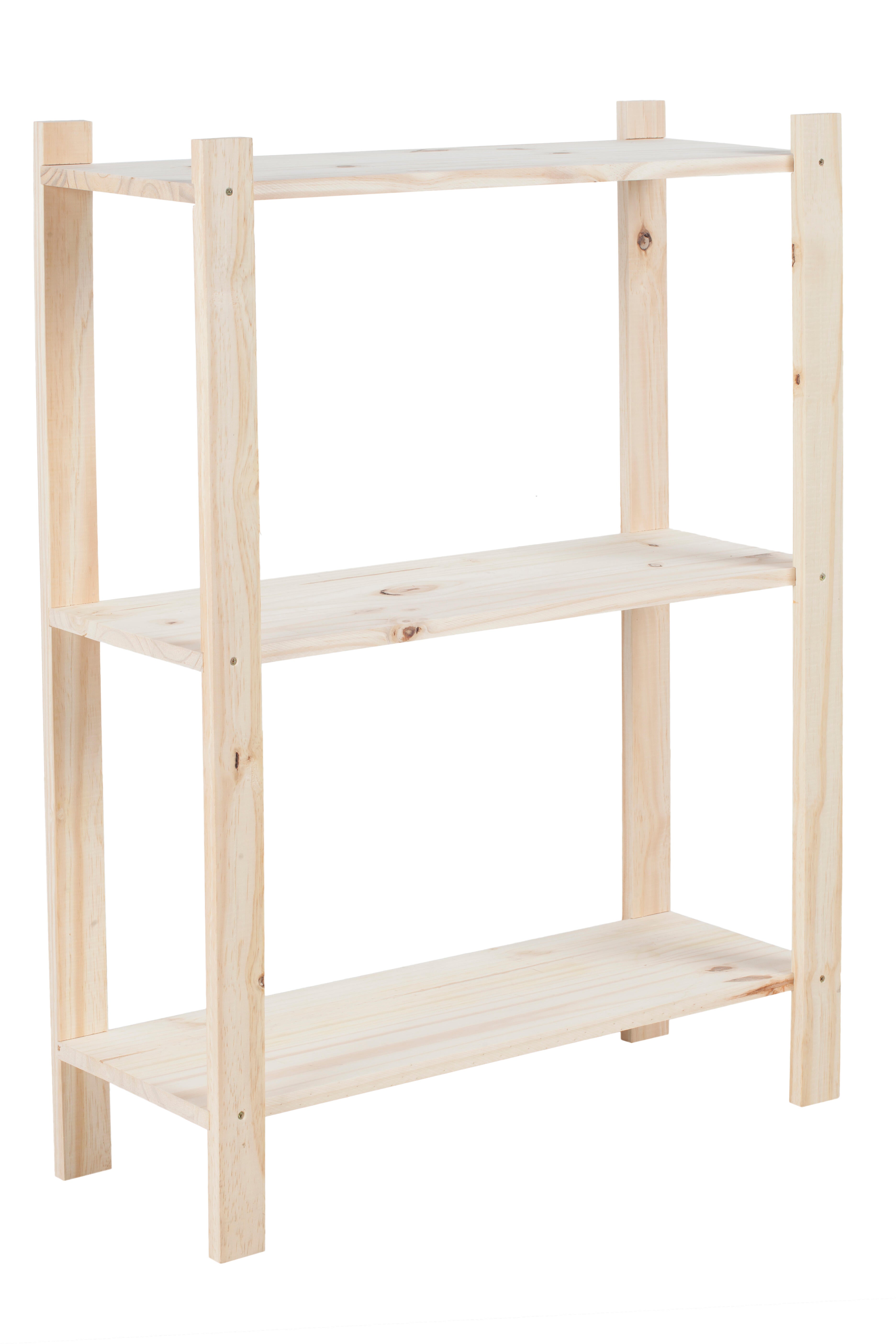 Estantería de madera de pino macizo con 3 baldas 93x65x28cm 90Kg - 3