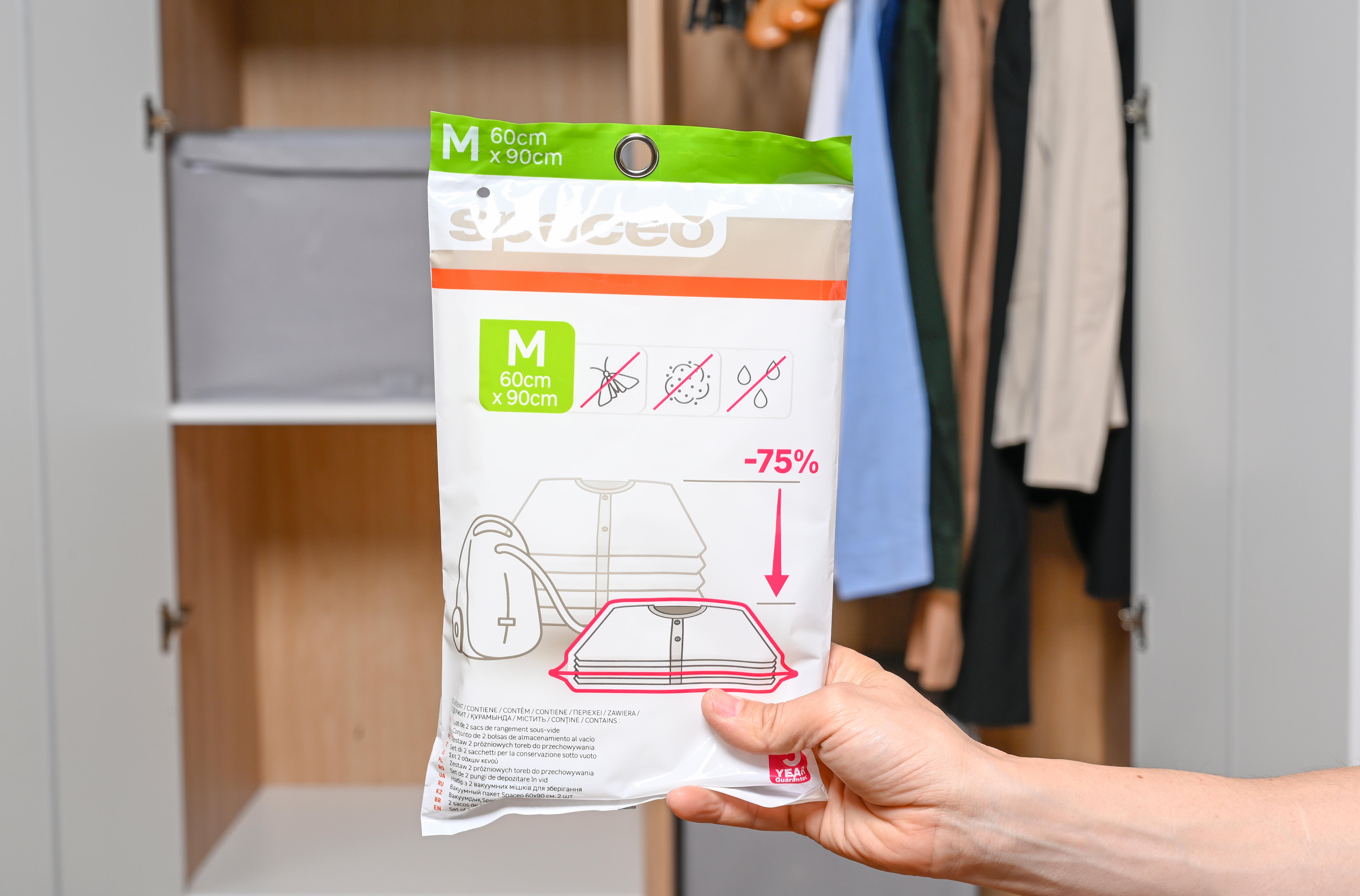 Conjunto 2 sacos de vácuo transparente 60 L 60x0,1x90 cm Spaceo - 21