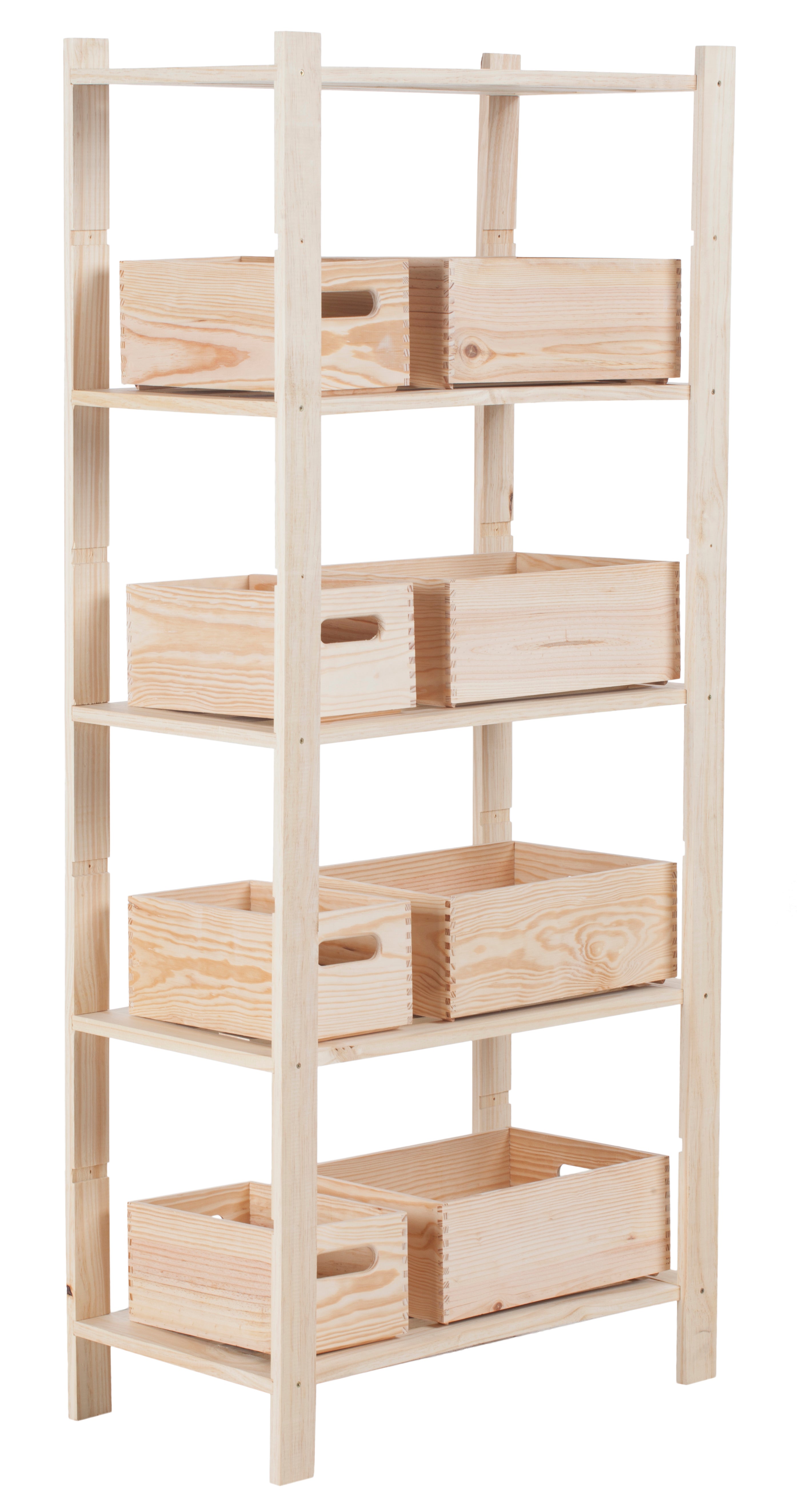 Estantería de madera de pino macizo con 5 baldas 170x75x40cm 250 Kg - 4