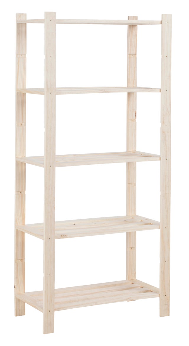Estantería de madera de pino macizo con 5 baldas 170x75x40cm 250 Kg