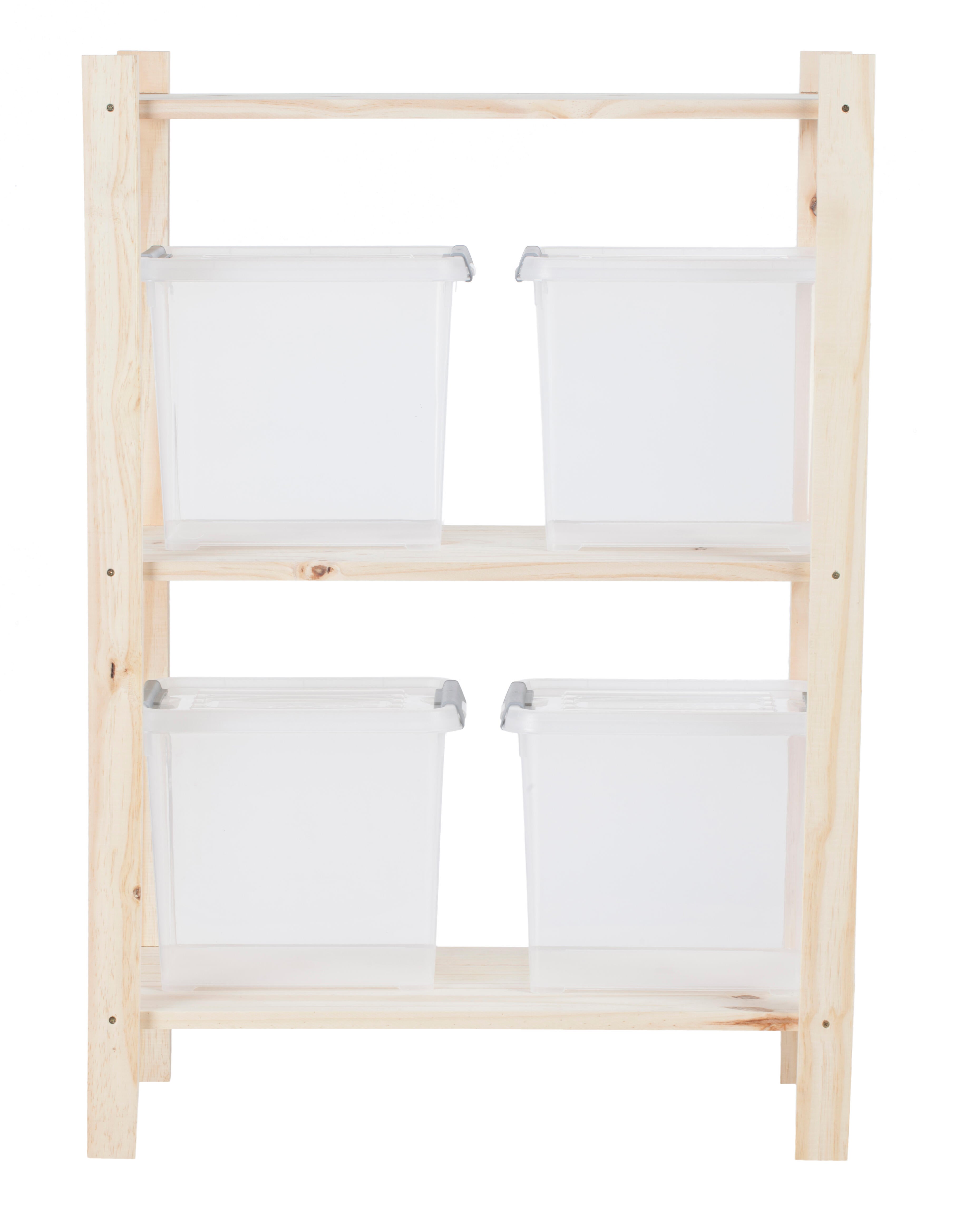 Estantería de madera de pino macizo con 3 baldas 93x65x28cm 90kg