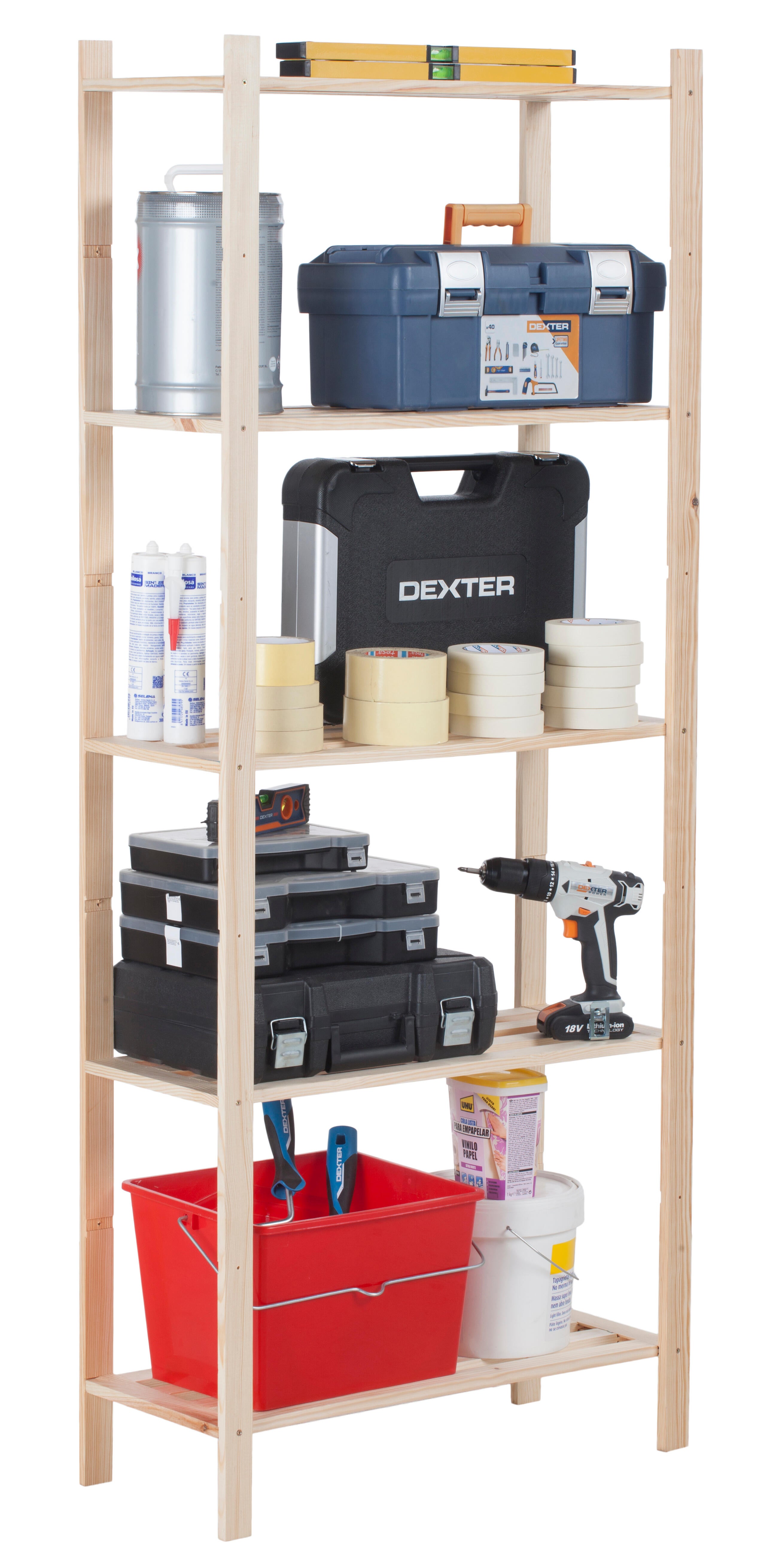 Estante de pinho 5 prateleiras 70x30x170 cm 30 kg - 7