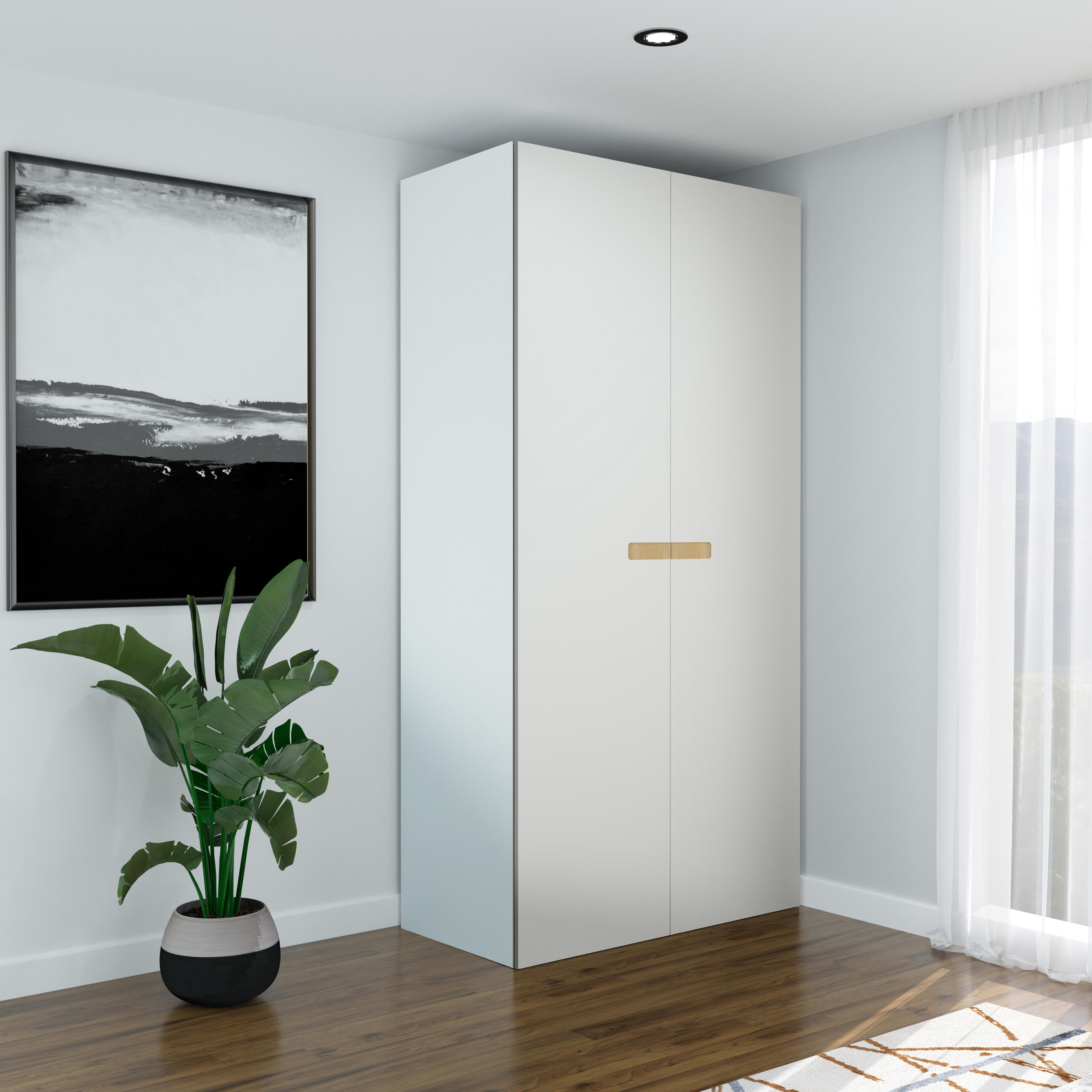 Armario ropero puerta abatible spaceo home nepal blanco-roble 240x120x60cm