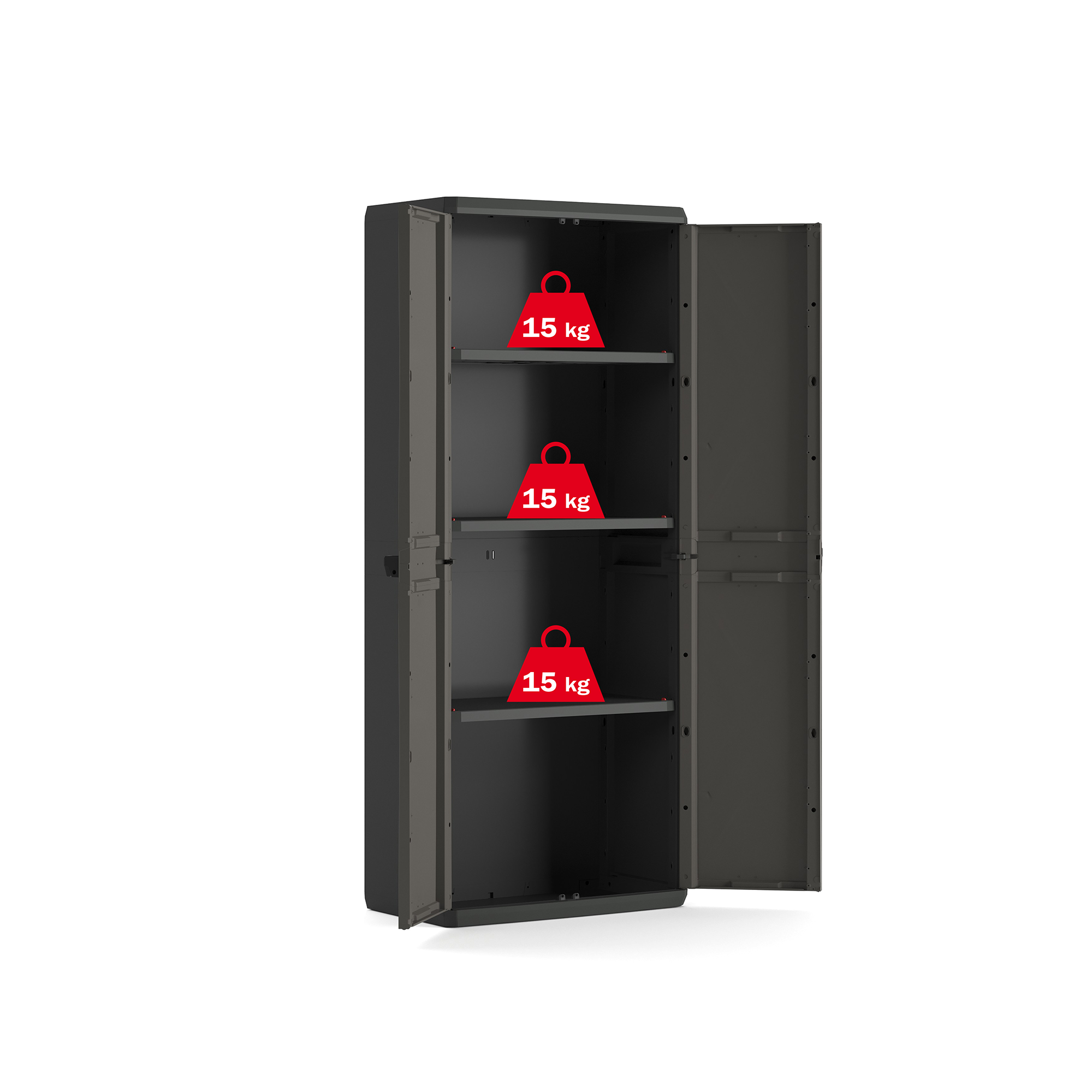 Armário alto PVC interior preto cinza 68x39x166 cm - 17