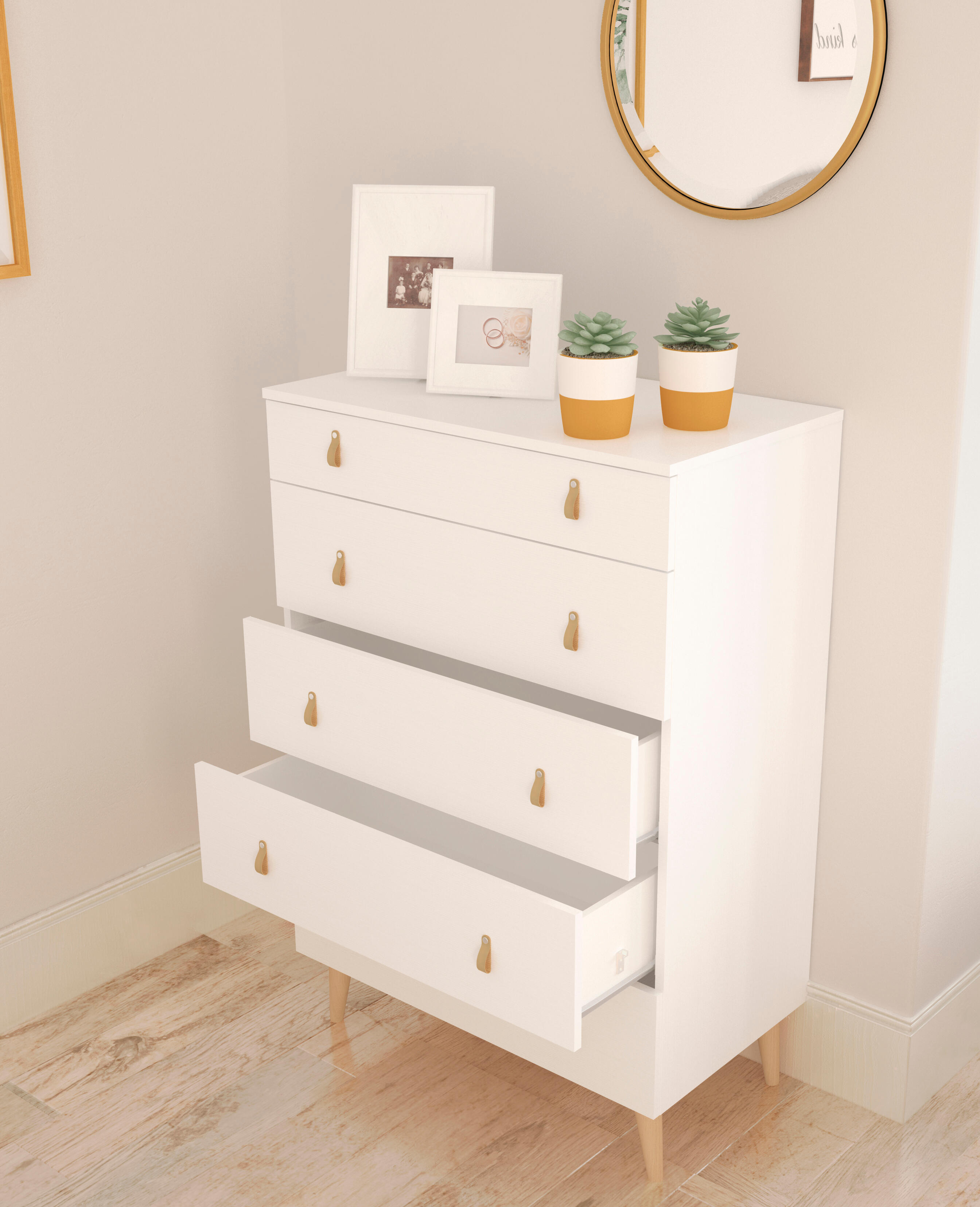 Cajonera KIT 5 cajones Serie Retro blanca 124x80x48cm (altoxanchoxfondo cm) - 5